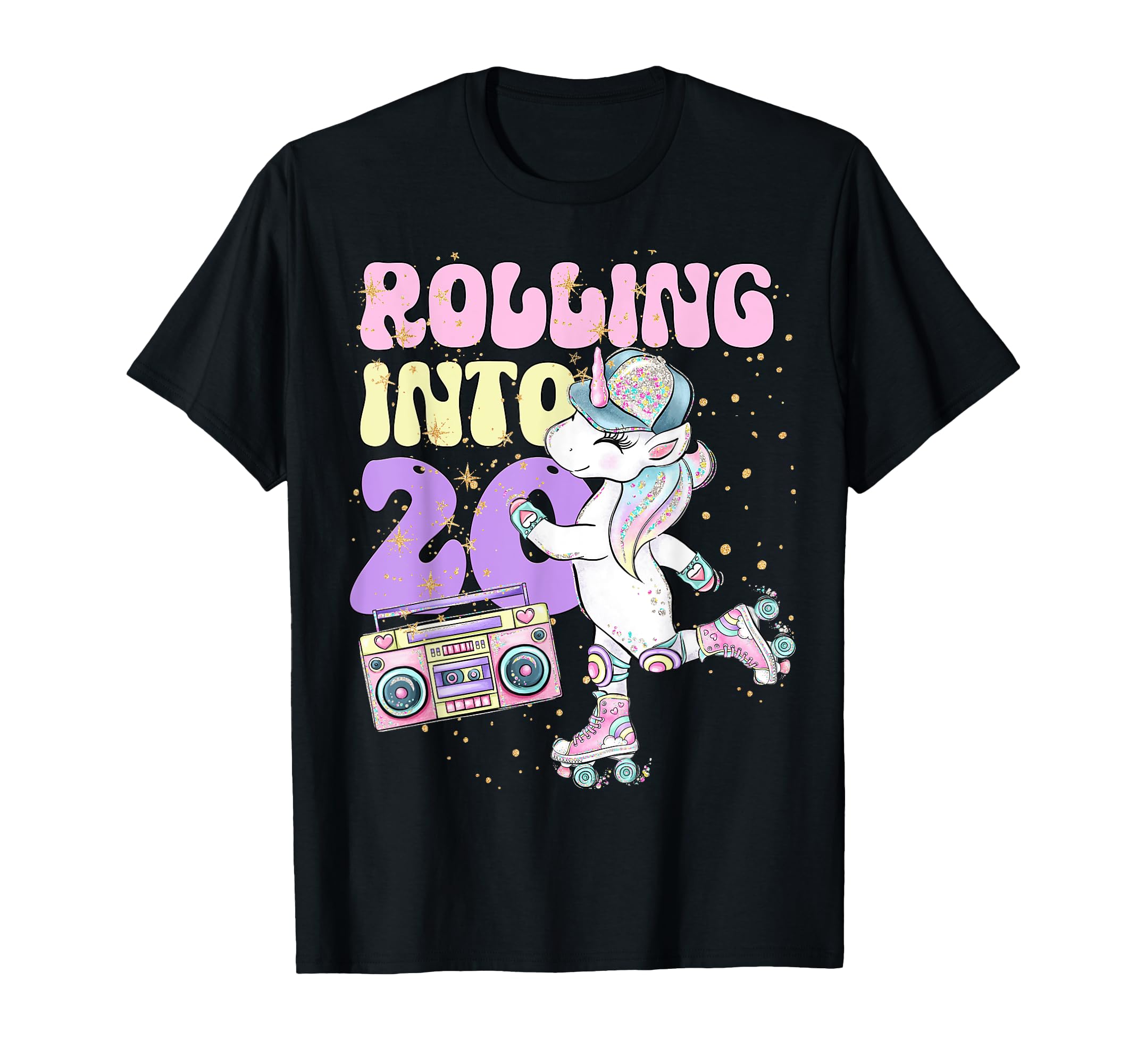 20Th Birthday Roller Skate Party Unicorn T-Shirt - Minimalist Print Unisex - T-Shirt, Sweatshirt, Hoodie