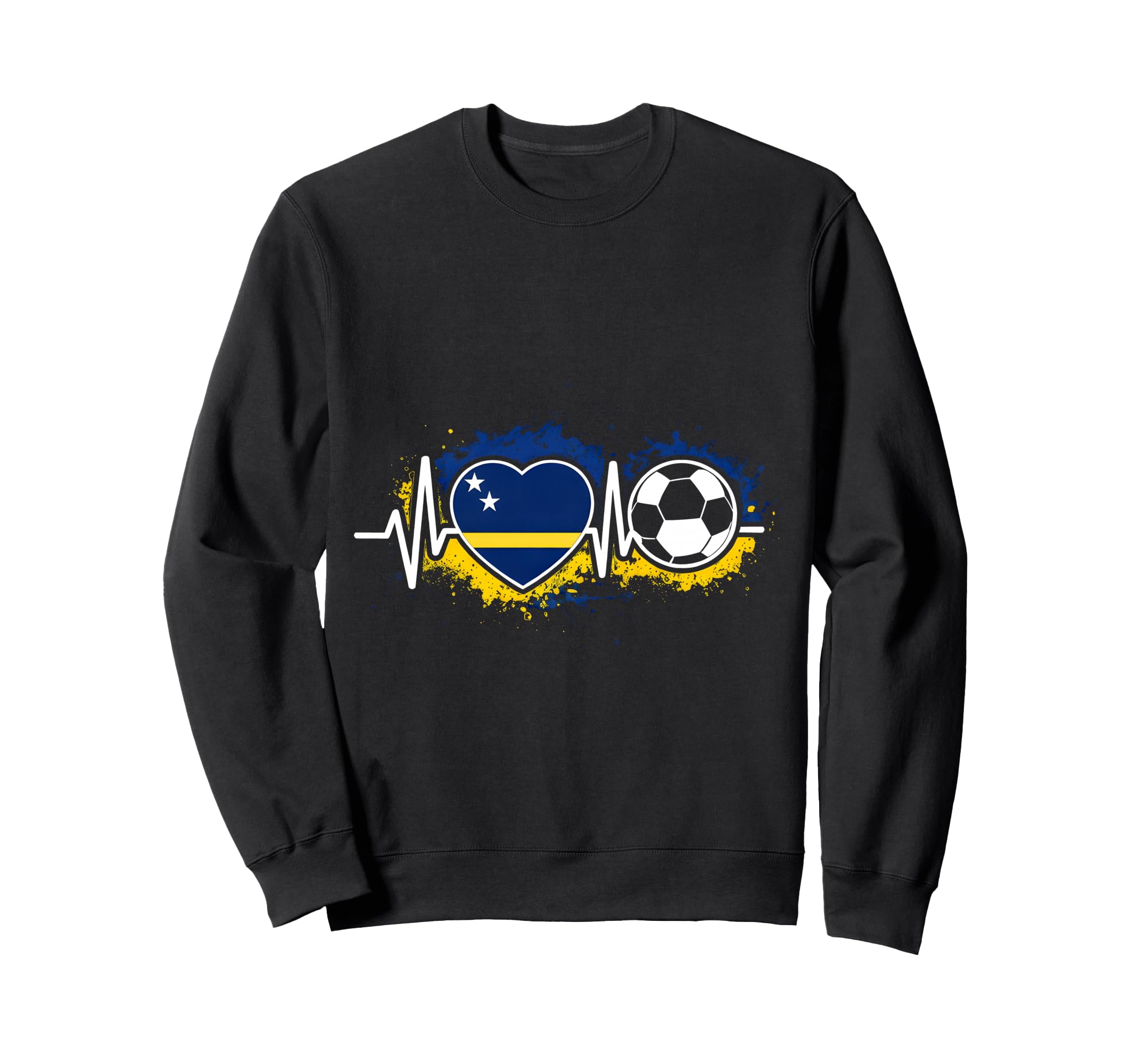 Heartbeat Curacao Flag Soccer Fan Sweatshirt - Unique Graphic Unisex - T-Shirt, Sweatshirt, Hoodie