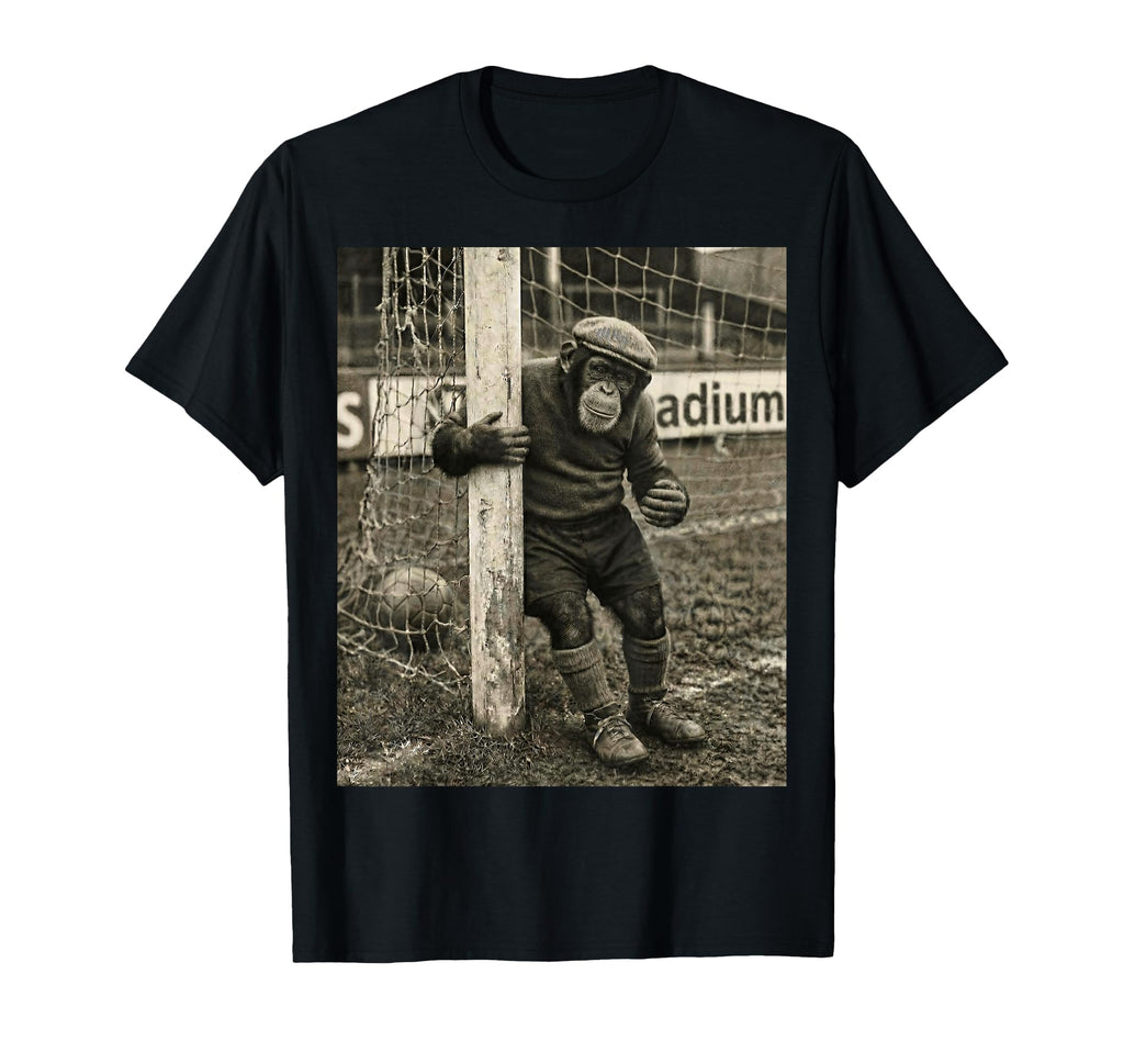 Chimp Player Goalpost Lazy Soccer T-Shirt - Fun Novelty Design for Adults - T-Shirt, Sweatshirt, Hoodie