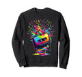 80S 90S Music Notes Cassette Tape Sweatshirt - Novelty Apparel for Adults - T-Shirt, Sweatshirt, Hoodie