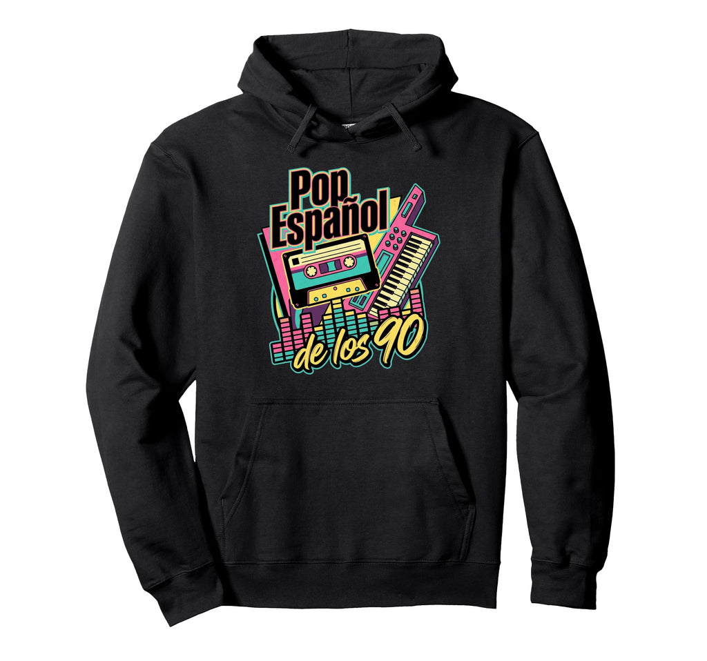 Pop Espanol 90S Cassette Tape Keytar Hoodie - Minimalist Print Unisex - T-Shirt, Sweatshirt, Hoodie