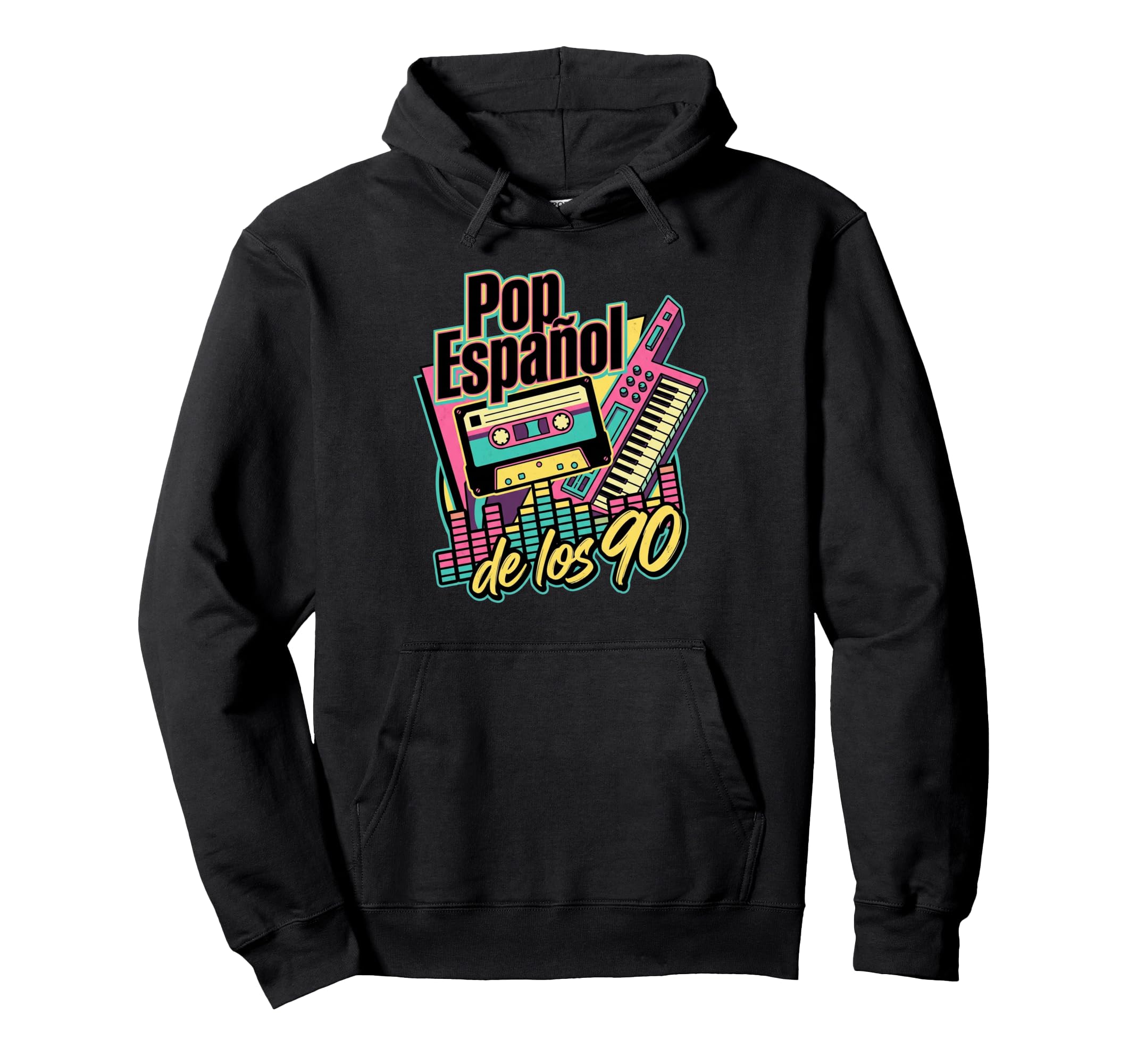 Pop Espanol 90S Cassette Tape Keytar Hoodie - Minimalist Print Unisex - T-Shirt, Sweatshirt, Hoodie