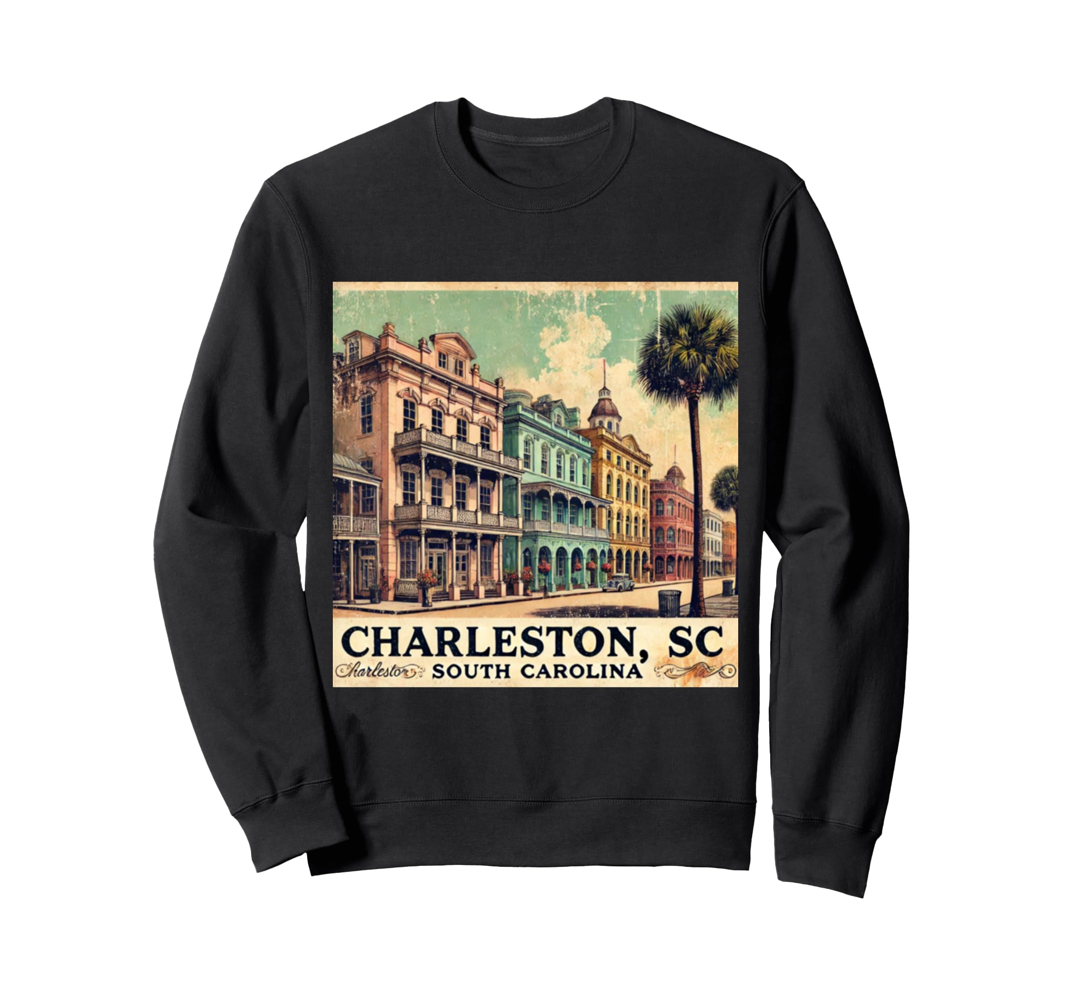 Charleston Sc Postcard Sweatshirt - Casual Everyday Wear for Adults - T-Shirt, Sweatshirt, Hoodie
