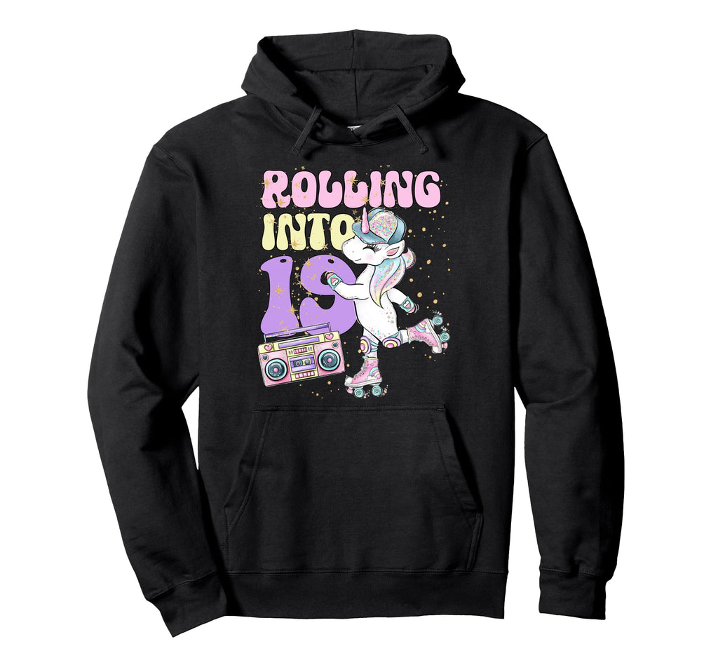 19Th Birthday Roller Skate Party Unicorn Hoodie - Trendy Graphic Unisex - T-Shirt, Sweatshirt, Hoodie