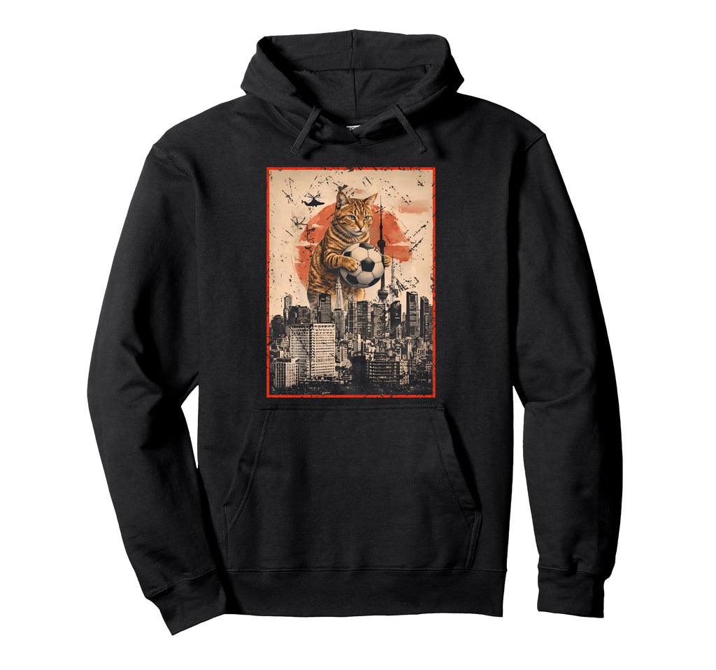 Funny Soccer Ball Giant Cat Japanese Hoodie - Novelty Apparel Men Women - T-Shirt, Sweatshirt, Hoodie