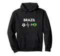 Brazil Flag Heartbeat Soccer Hoodie - Trendy Graphic for Adults - T-Shirt, Sweatshirt, Hoodie