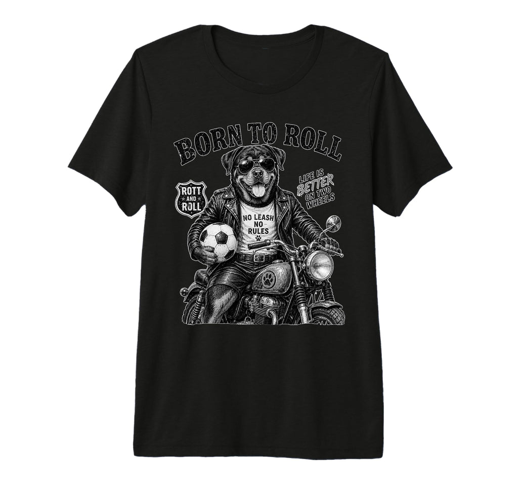 Rottweiler Motorbike Love Footbal T-Shirt - Fun Novelty Design Unisex - T-Shirt, Sweatshirt, Hoodie