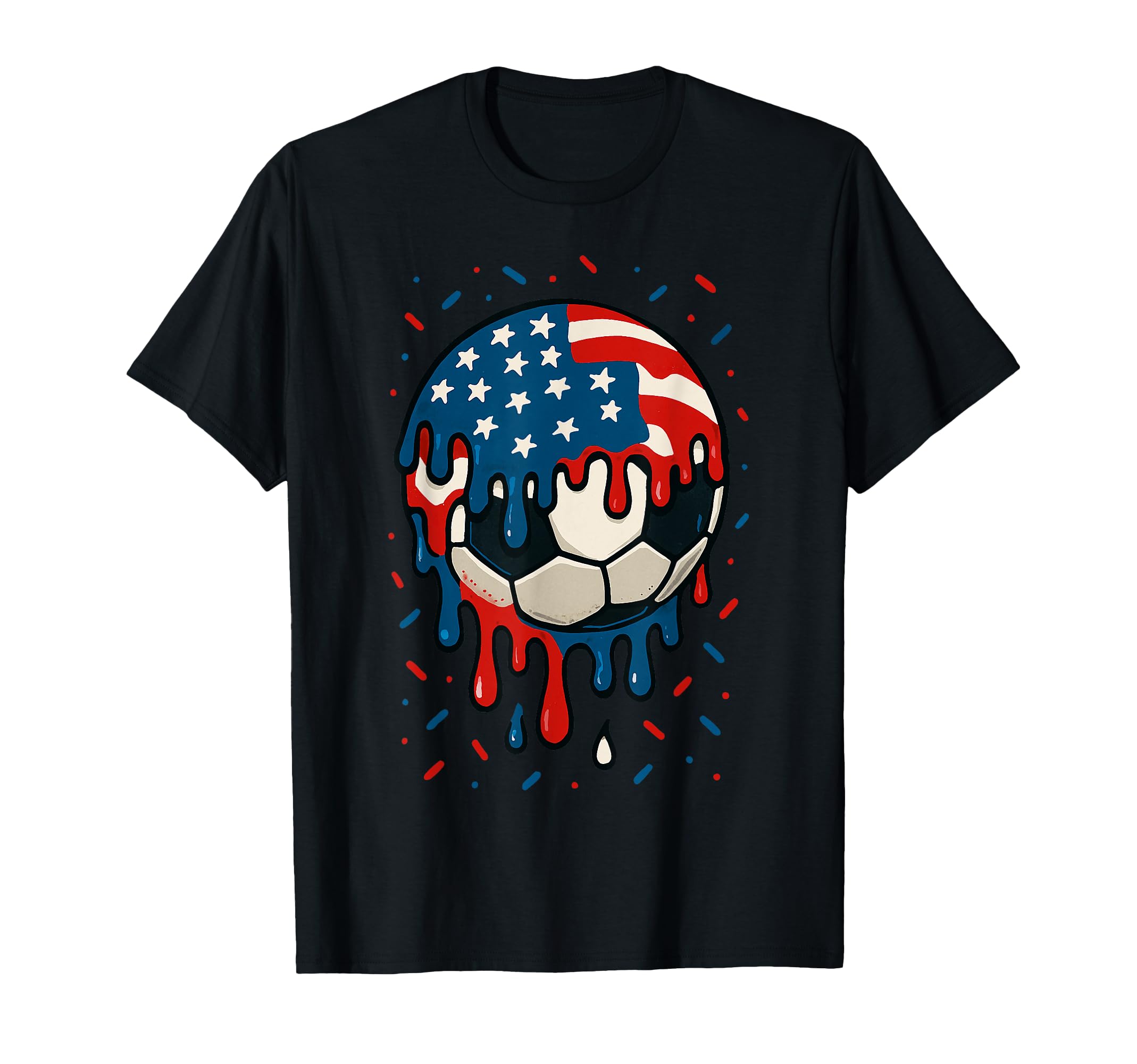Dripping Soccer Ball Usa Patriotic T-Shirt - Aesthetic Graphic Men Women - T-Shirt, Sweatshirt, Hoodie