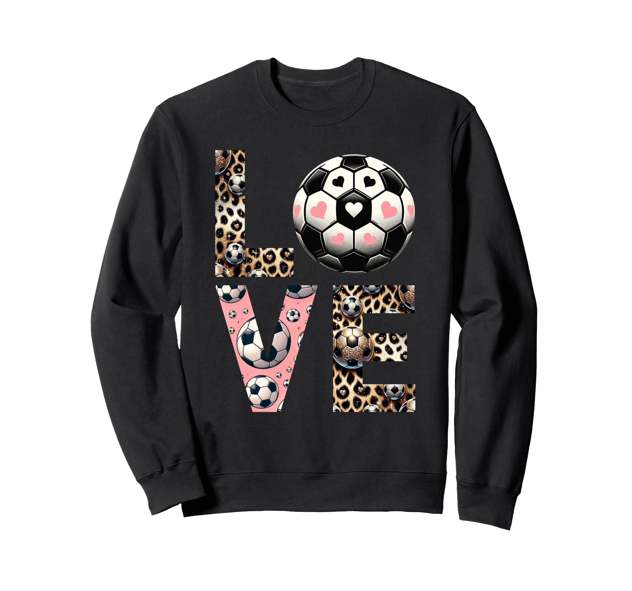 Love Soccer Leopard Soccer Player Sweatshirt - Aesthetic Graphic Unisex - T-Shirt, Sweatshirt, Hoodie