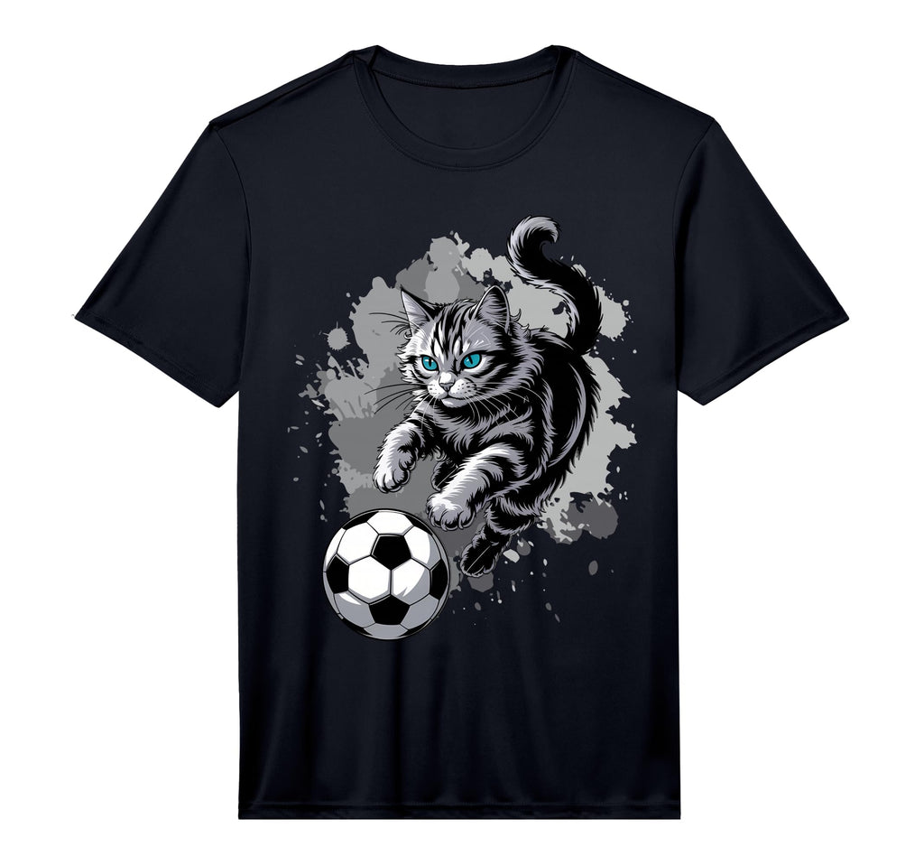 Cat Playing Soccer Performance T-Shirt - Aesthetic Graphic Men Women - T-Shirt, Sweatshirt, Hoodie