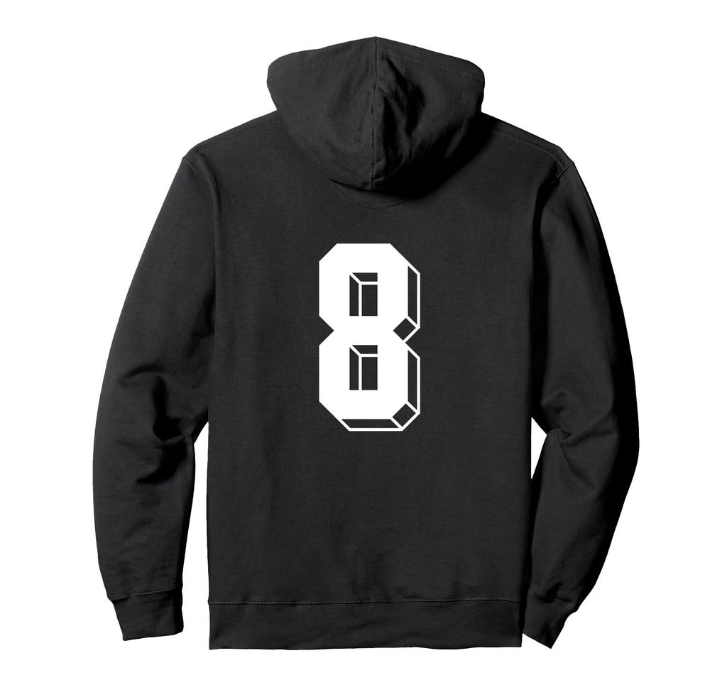 Number 8 Backside 80S 90S Team Jersey Hoodie - Custom Art Print for Adults - T-Shirt, Sweatshirt, Hoodie