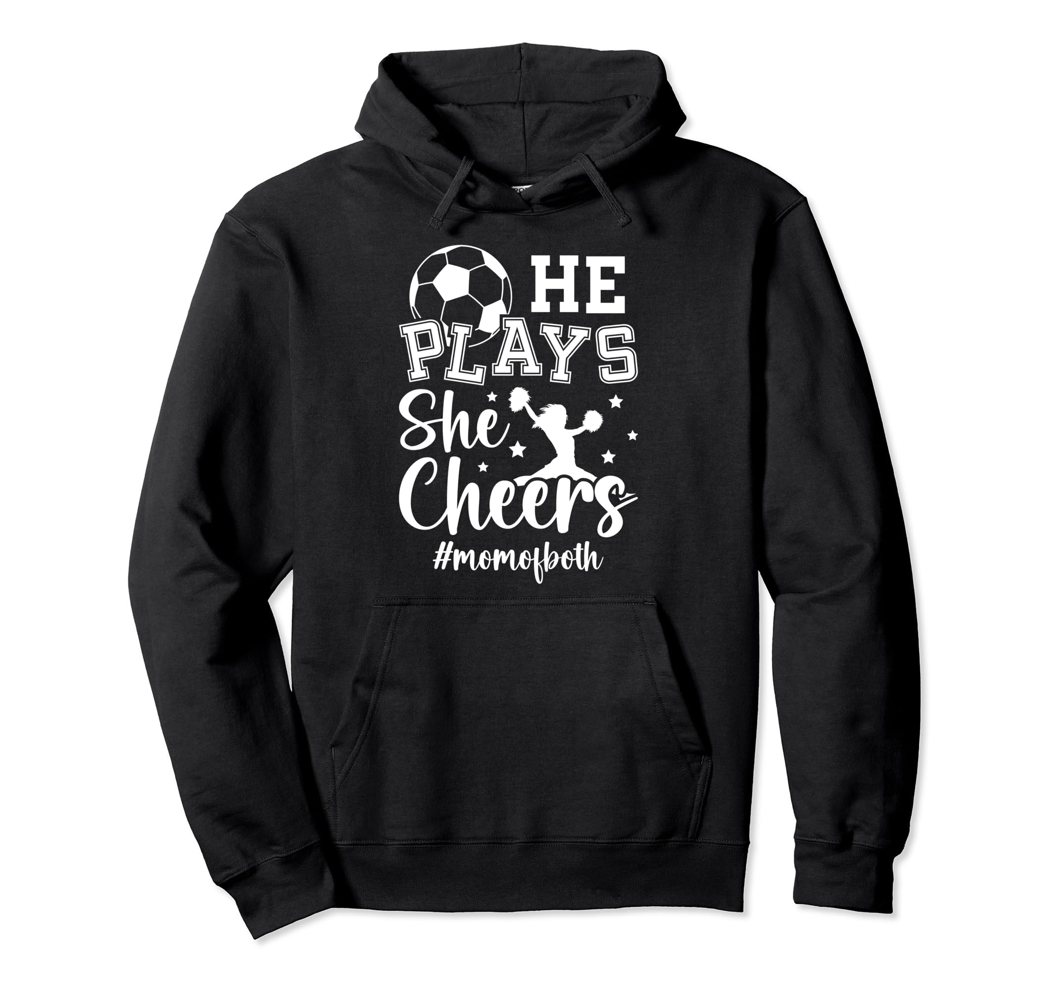 He Plays She Cheers Mom Both Cheer Hoodie - Aesthetic Graphic for Adults - T-Shirt, Sweatshirt, Hoodie