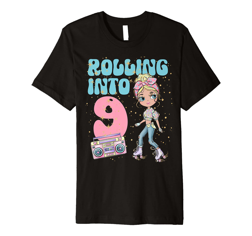 9Th Birthday Roller Skating Skate T-Shirt - Aesthetic Graphic Men Women - T-Shirt, Sweatshirt, Hoodie