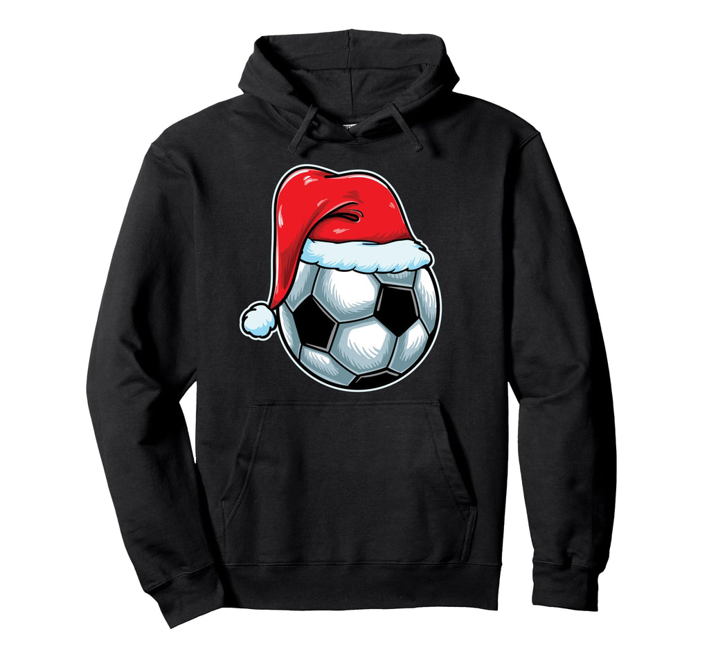 Soccer Ball Santa Hat Lights Coach Hoodie - Aesthetic Graphic for Adults - T-Shirt, Sweatshirt, Hoodie