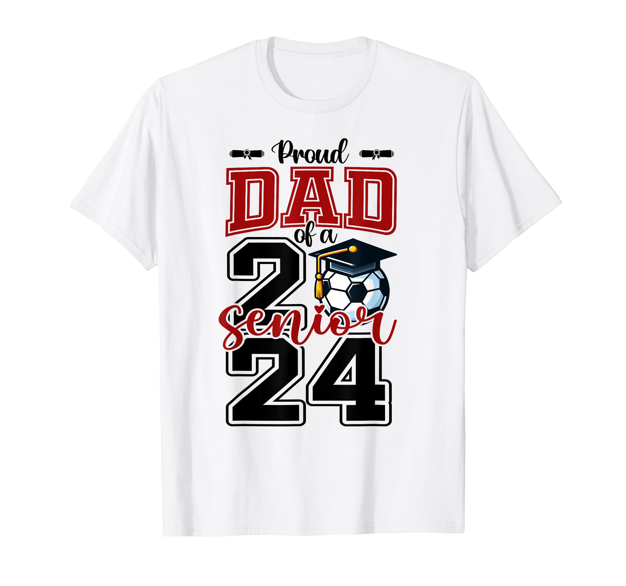 Proud Dad 2024 Soccer Senior T-Shirt - Custom Art Print for Adults - T-Shirt, Sweatshirt, Hoodie