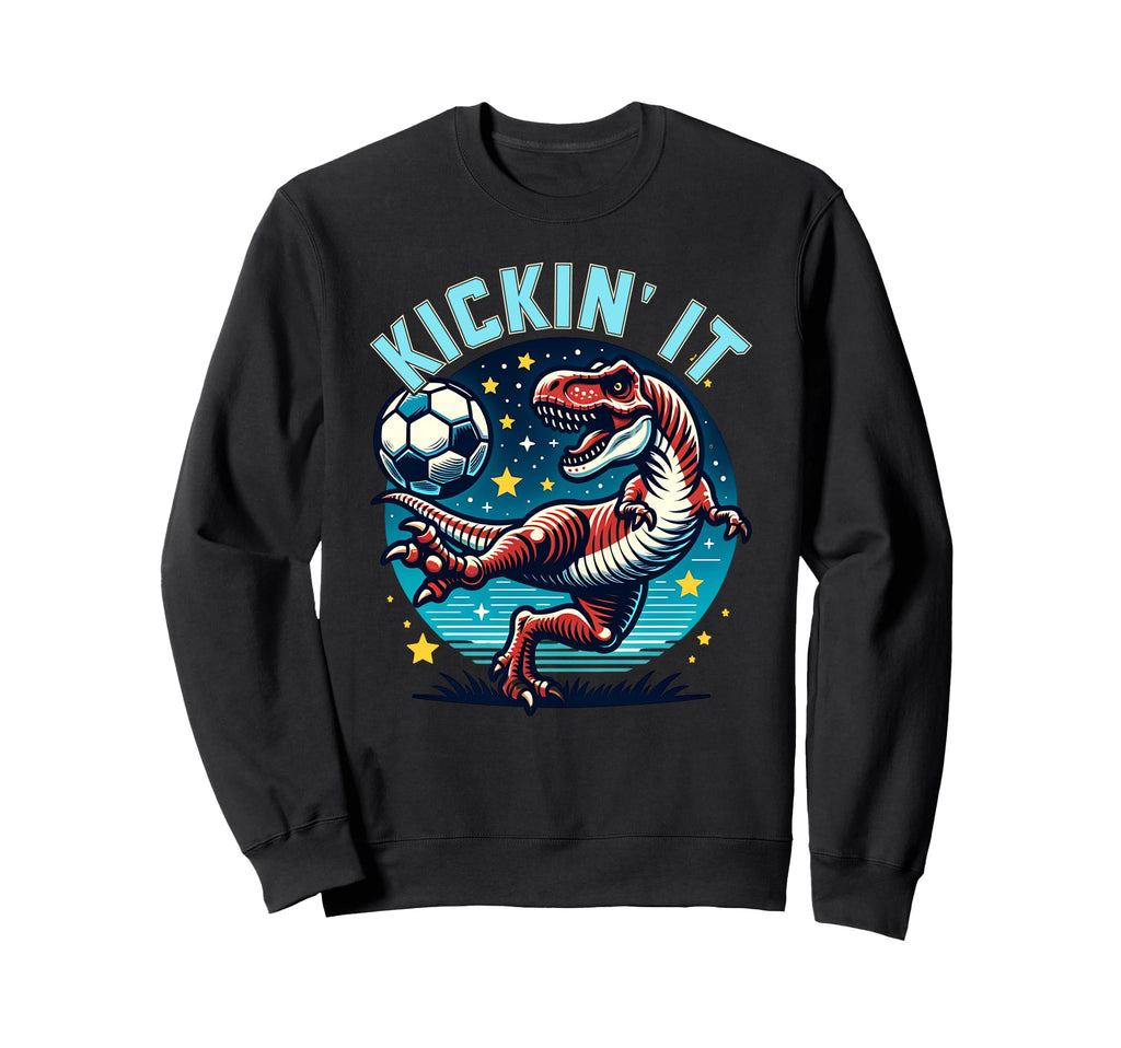 T Rex Dinosaur Soccer Player Ball Sweatshirt - Unique Graphic Unisex - T-Shirt, Sweatshirt, Hoodie