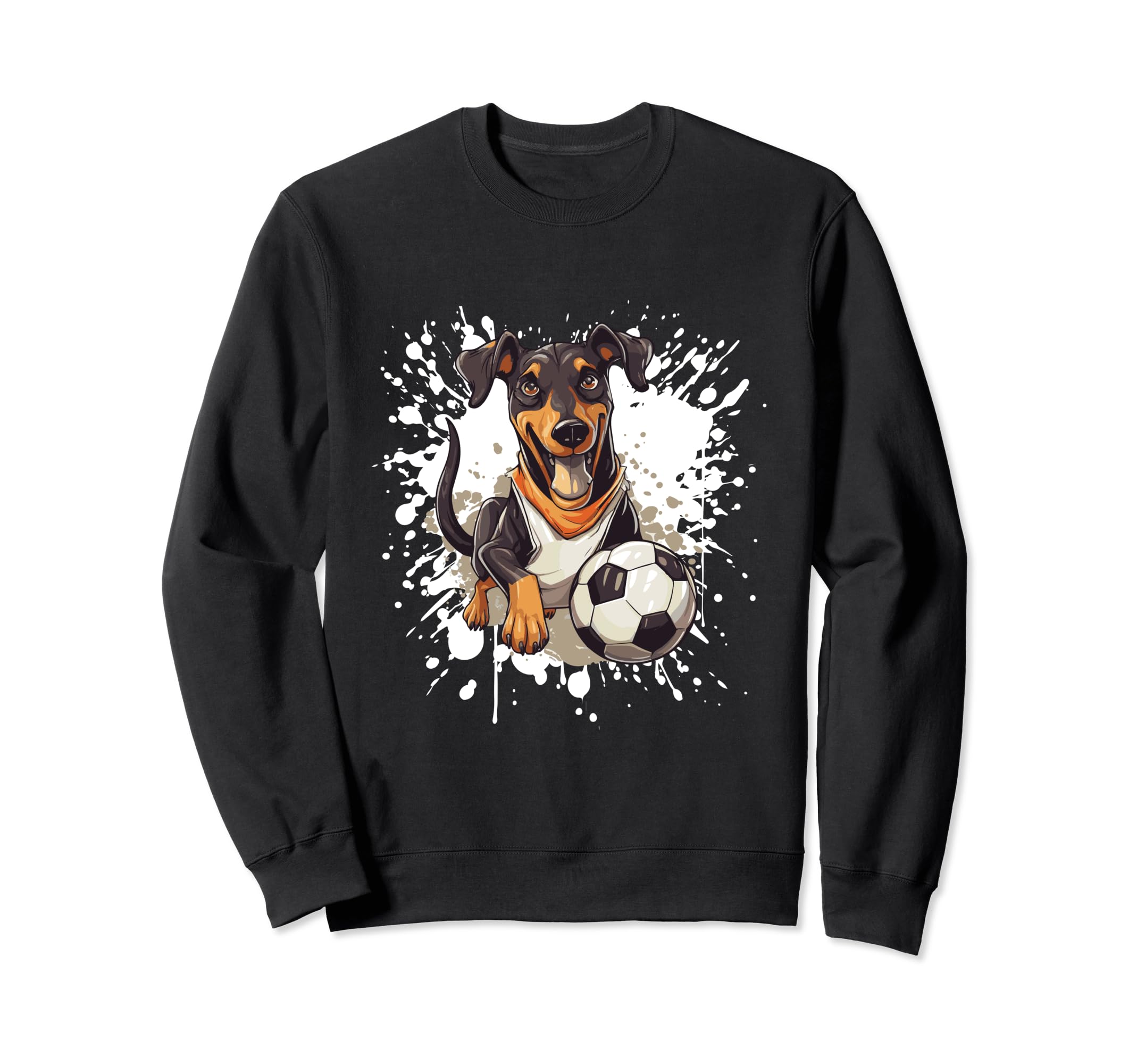 Doberman Dog Playing Soccer Funny Sweatshirt - Novelty Apparel Unisex - T-Shirt, Sweatshirt, Hoodie