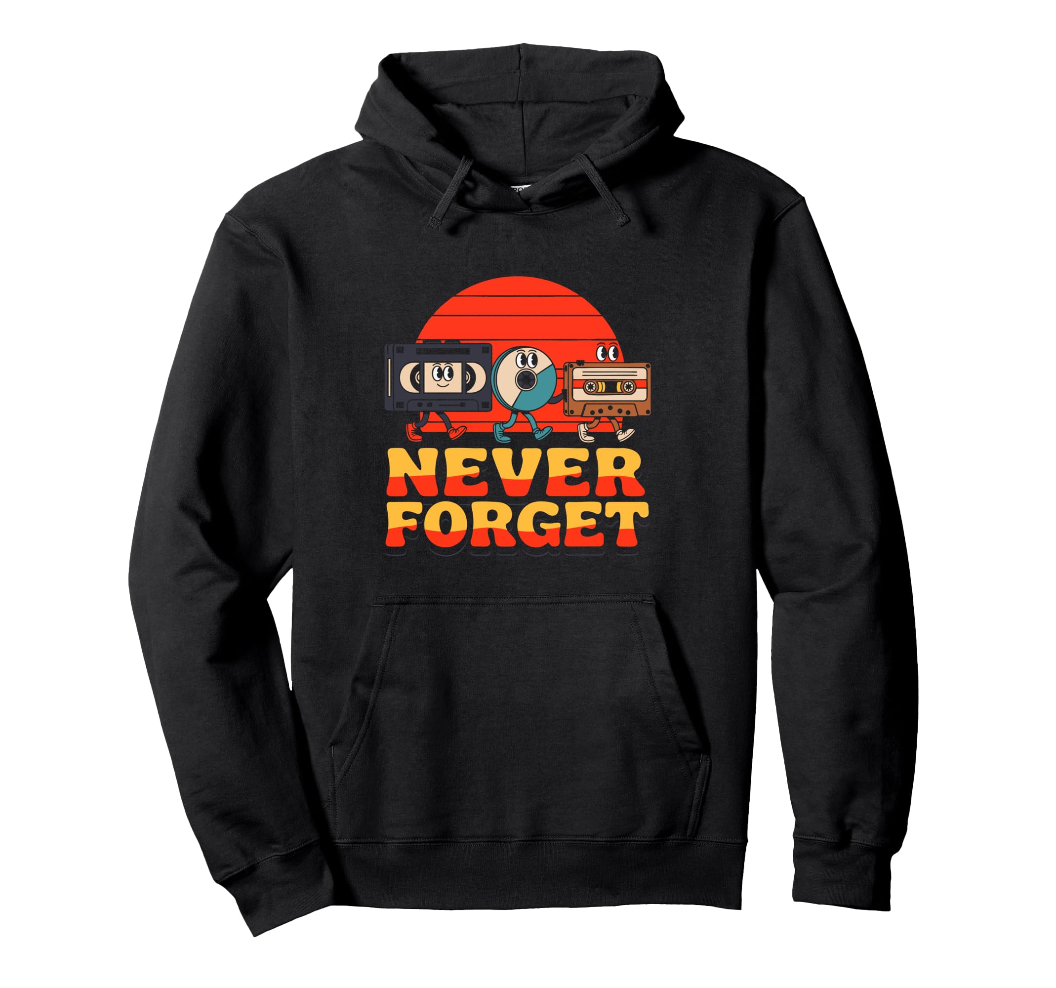Never Forget Vhs Cassette Tape And Cd Tech Hoodie - Novelty Apparel Unisex - T-Shirt, Sweatshirt, Hoodie