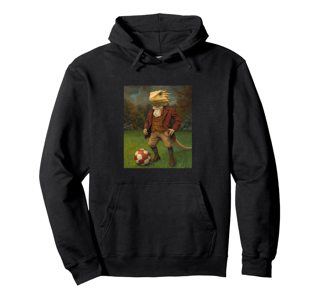 Funny Bearded Dragon Playing Soccer Weird Hoodie - Unique Graphic Men Women - T-Shirt, Sweatshirt, Hoodie