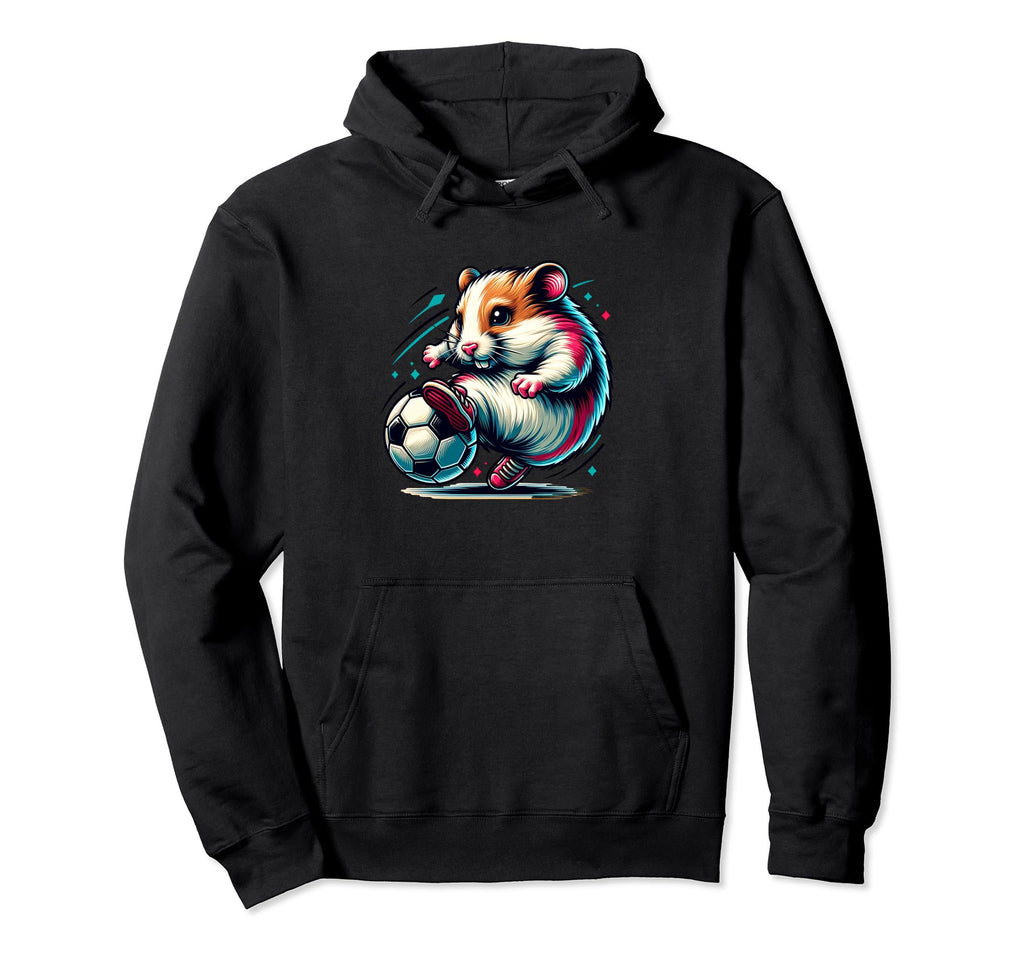 Funny Hamster Kicking Soccer Ball Hoodie - Casual Everyday Wear for Adults - T-Shirt, Sweatshirt, Hoodie
