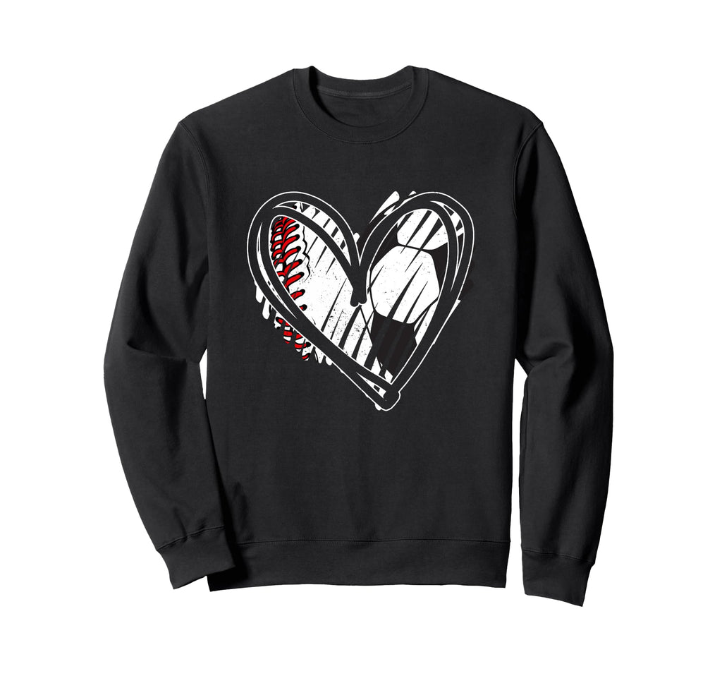 Baseball Soccer Ball Heart Love Sweatshirt - Novelty Apparel Unisex - T-Shirt, Sweatshirt, Hoodie