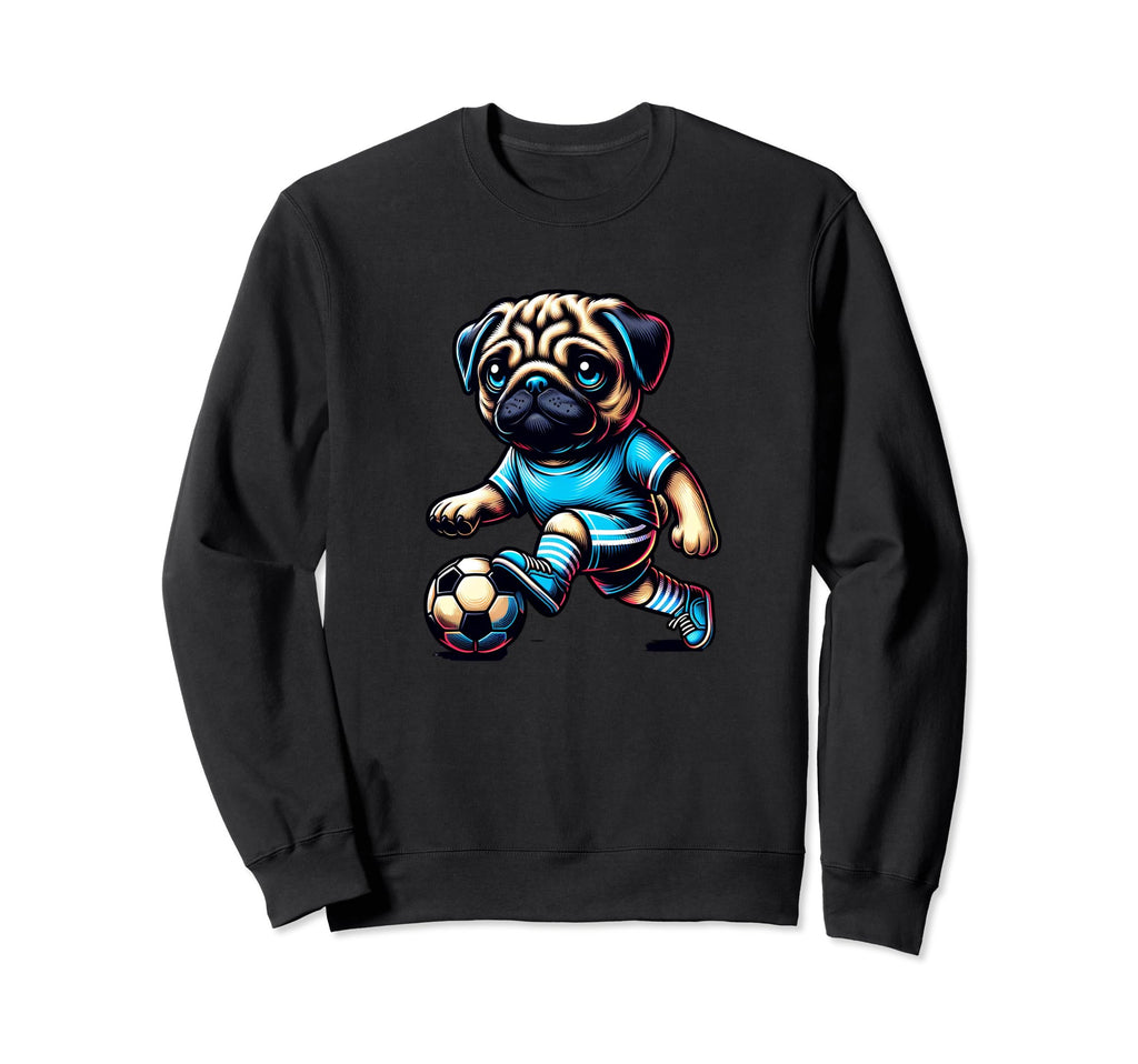 Pug Dog Soccer Champion Fan Ball Sweatshirt - Minimalist Print Unisex - T-Shirt, Sweatshirt, Hoodie