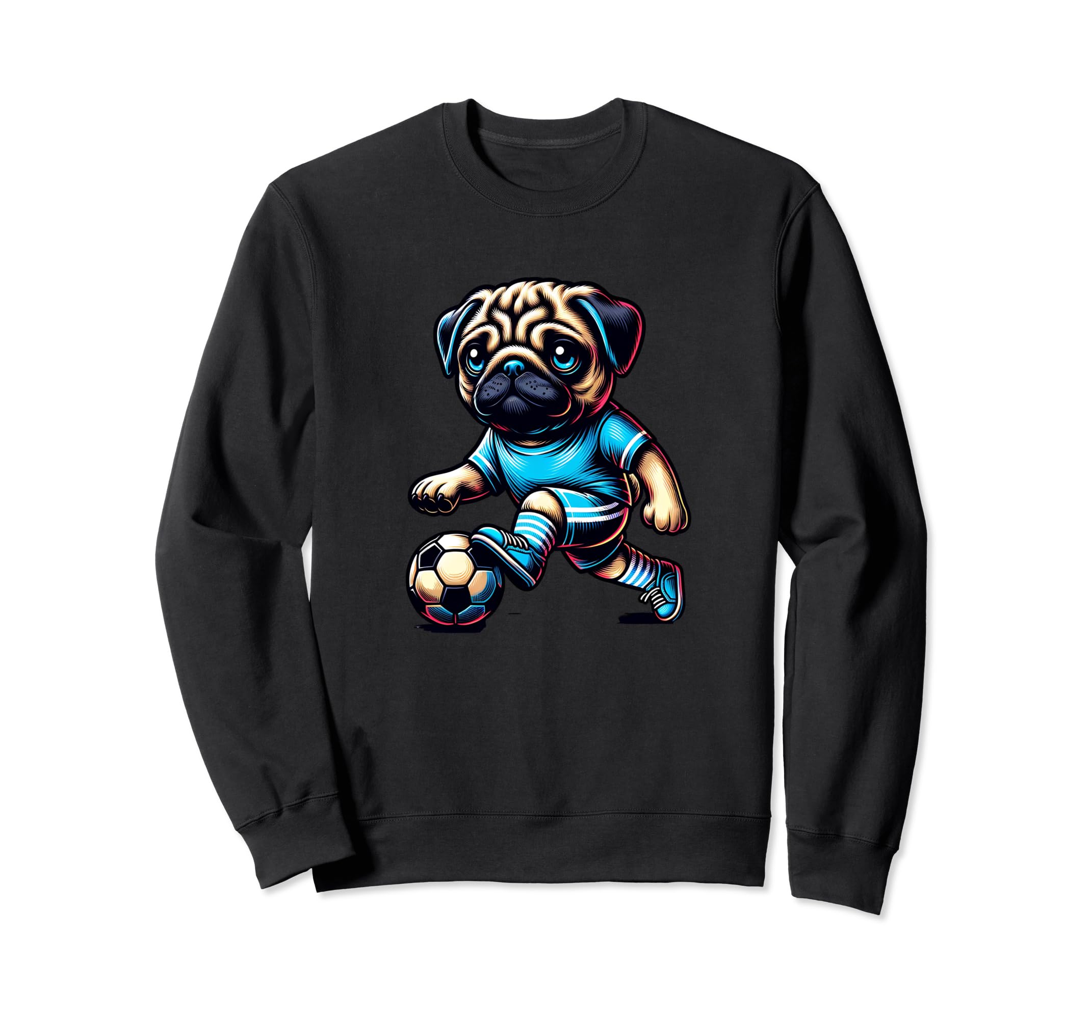 Pug Dog Soccer Champion Fan Ball Sweatshirt - Minimalist Print Unisex - T-Shirt, Sweatshirt, Hoodie