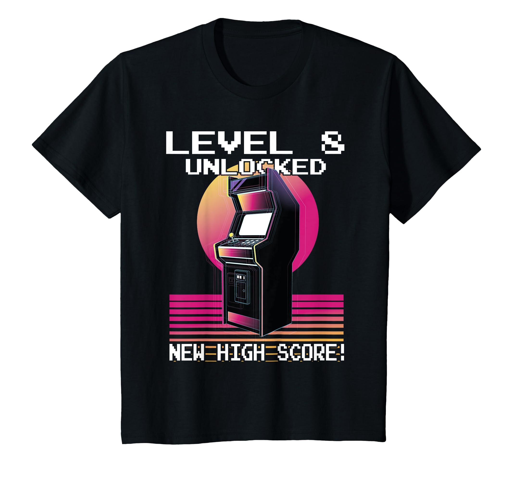 Level 8 Unlocked Gamer 8Th Birthday Arcade T-Shirt - Unique Graphic Unisex - T-Shirt, Sweatshirt, Hoodie