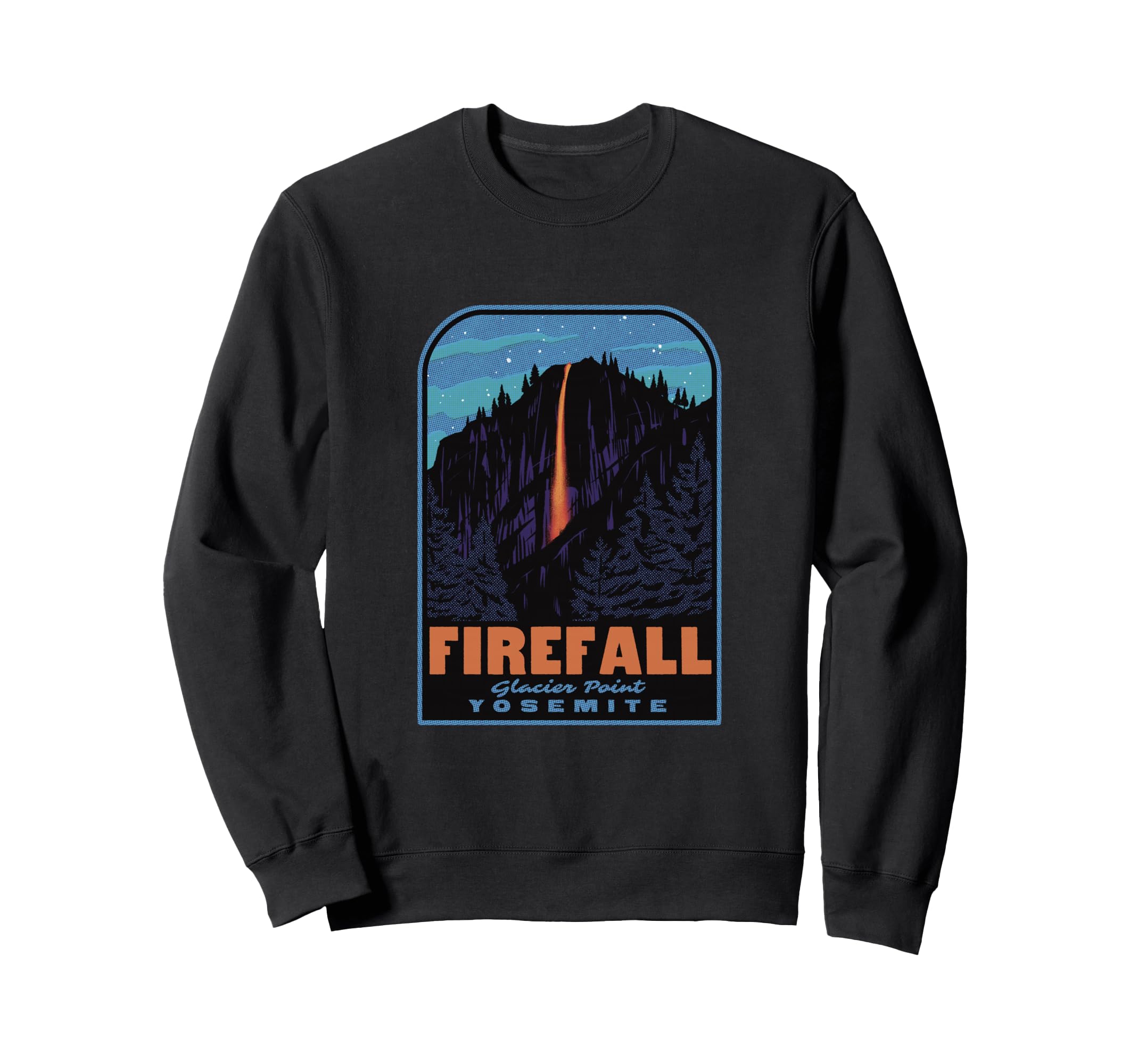 Historic Yosemite Firefall Glacier Point Sweatshirt - Graphic Print Unisex - T-Shirt, Sweatshirt, Hoodie