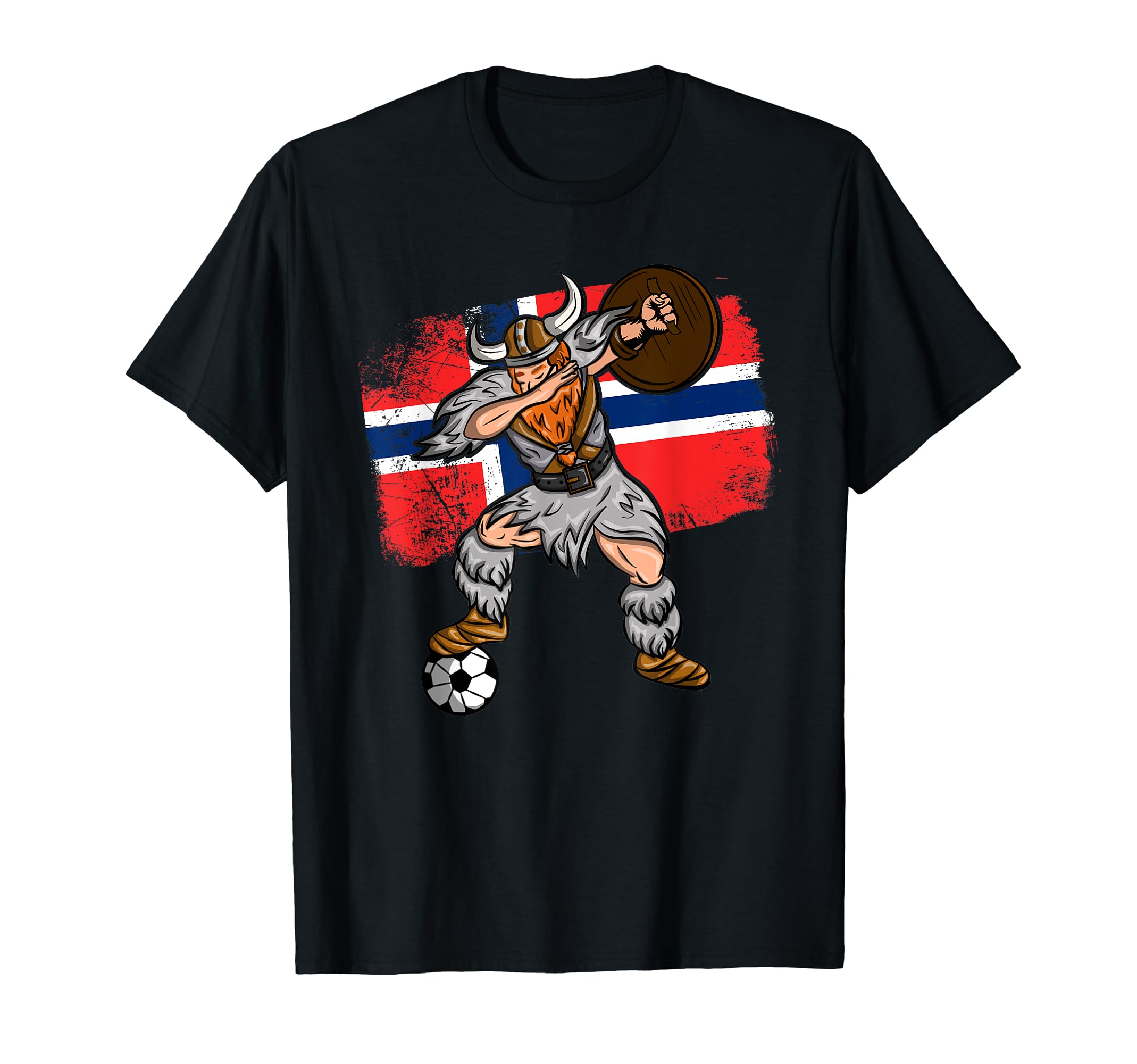 Norway Flag Viking Dabbing Soccer T-Shirt - Minimalist Print Men Women - T-Shirt, Sweatshirt, Hoodie