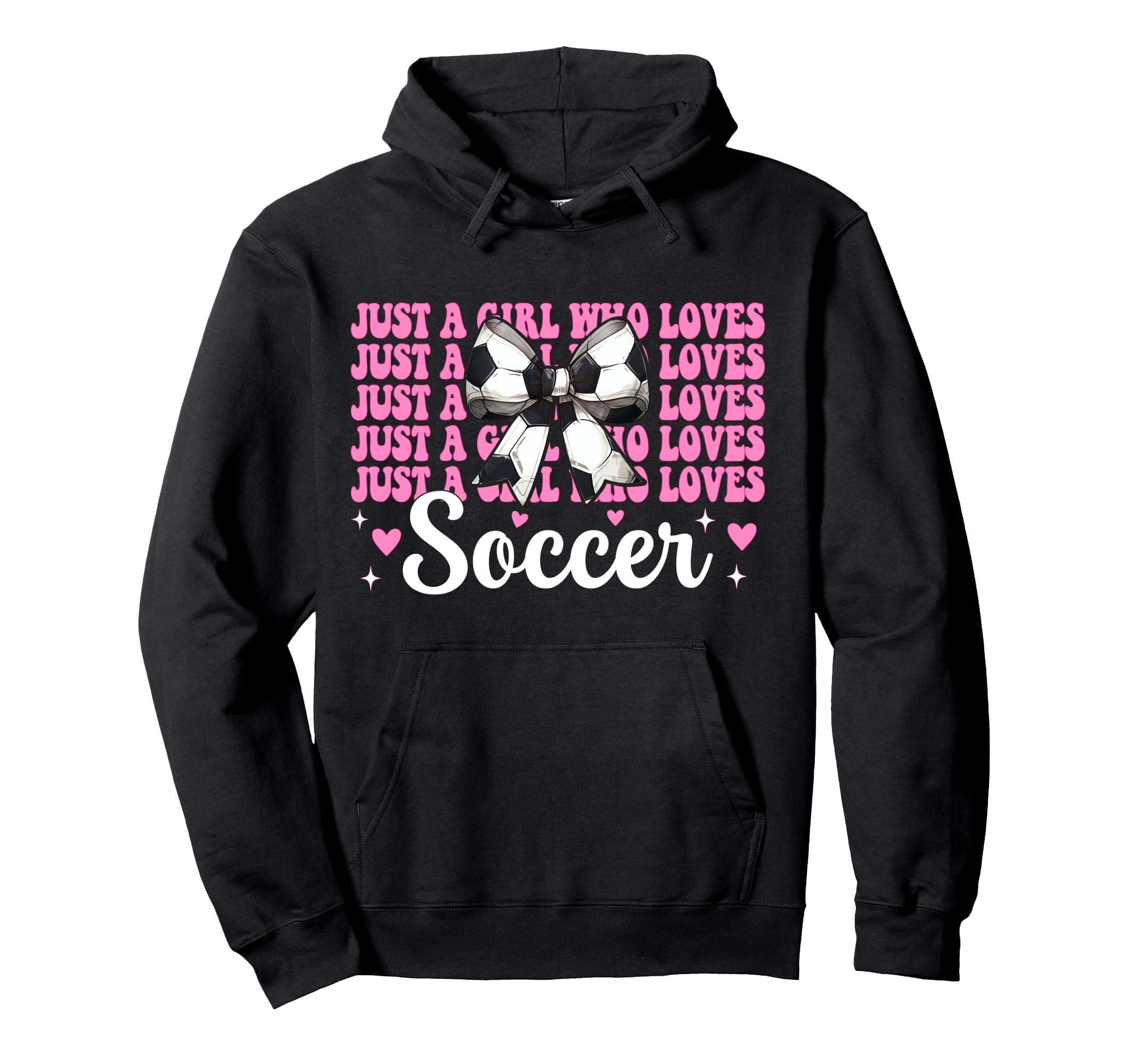 Just Who Loves Soccer Coquette Bow Hoodie - Aesthetic Graphic Unisex - T-Shirt, Sweatshirt, Hoodie