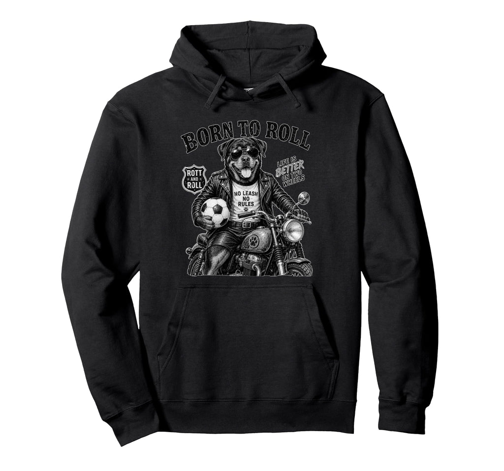 Rottweiler Motorbike Love Footbal Soccer Hoodie - Aesthetic Graphic Unisex - T-Shirt, Sweatshirt, Hoodie