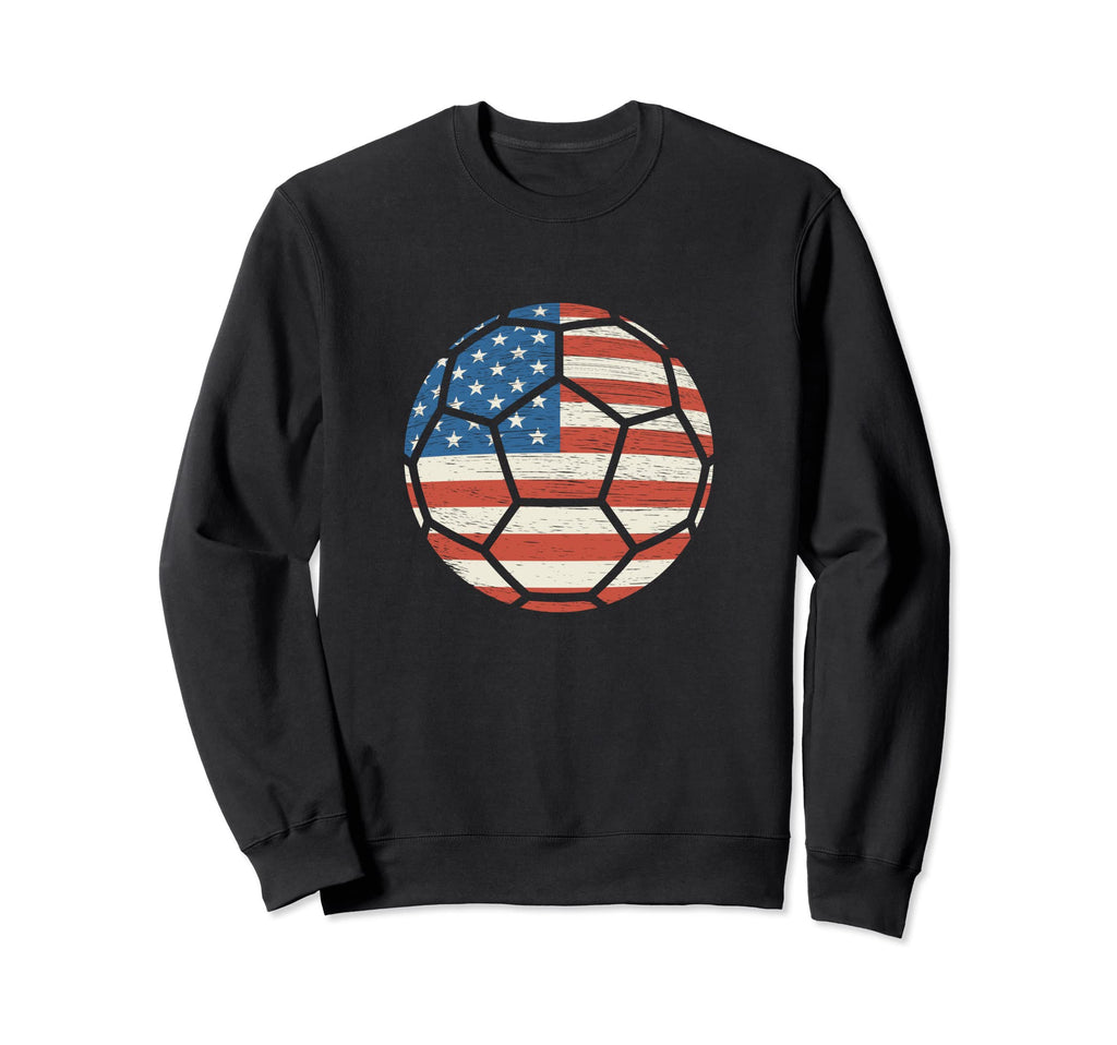 Soccer Ball Football American Flag Usa Sweatshirt - Trendy Graphic Unisex - T-Shirt, Sweatshirt, Hoodie