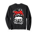 Mom Life Messy Bun Hair Soccer Sweatshirt - Aesthetic Graphic Unisex - T-Shirt, Sweatshirt, Hoodie