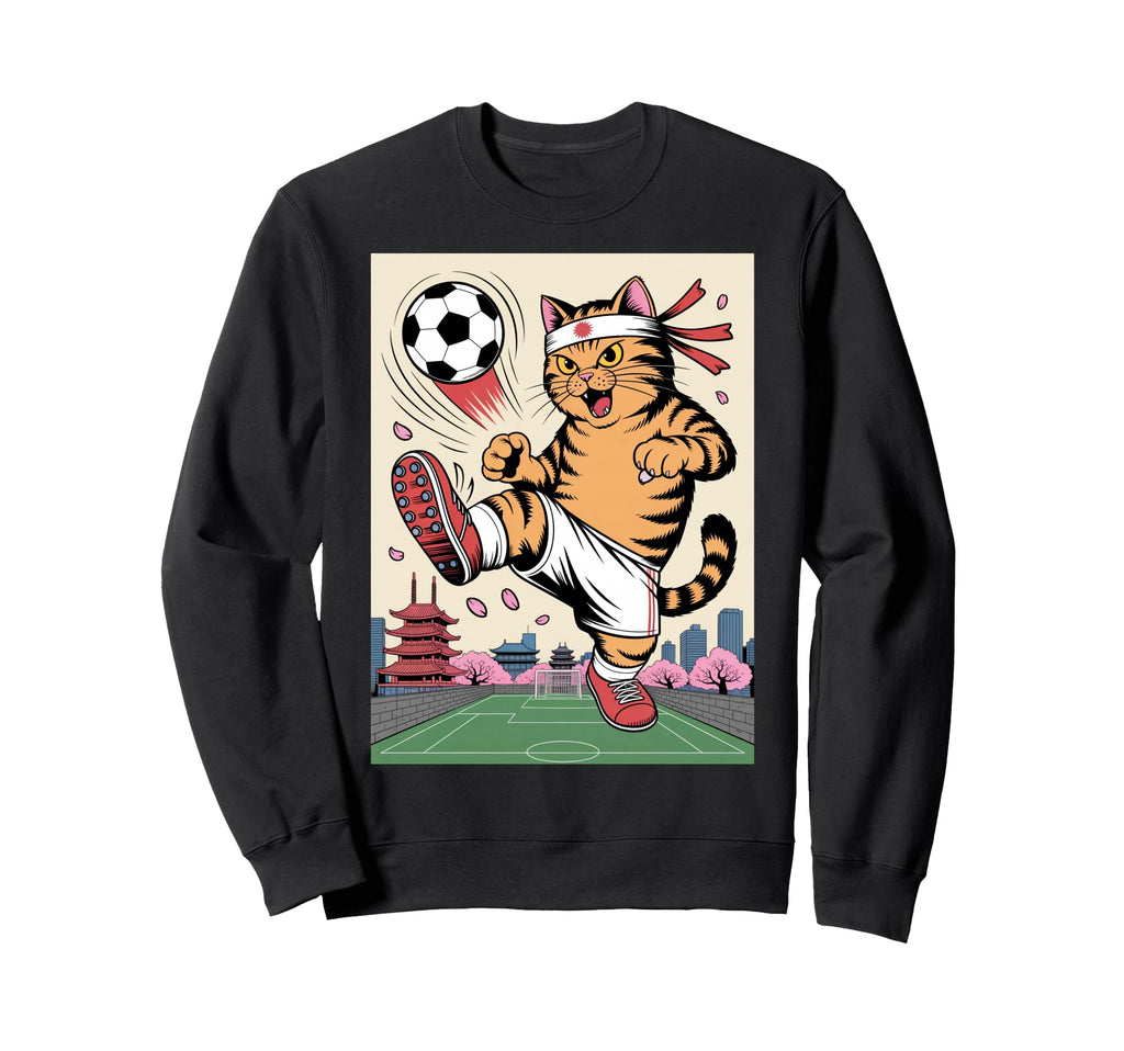 Cat Cat Gang Japanese Cat Playing Soccer Sweatshirt - Unique Graphic Unisex - T-Shirt, Sweatshirt, Hoodie