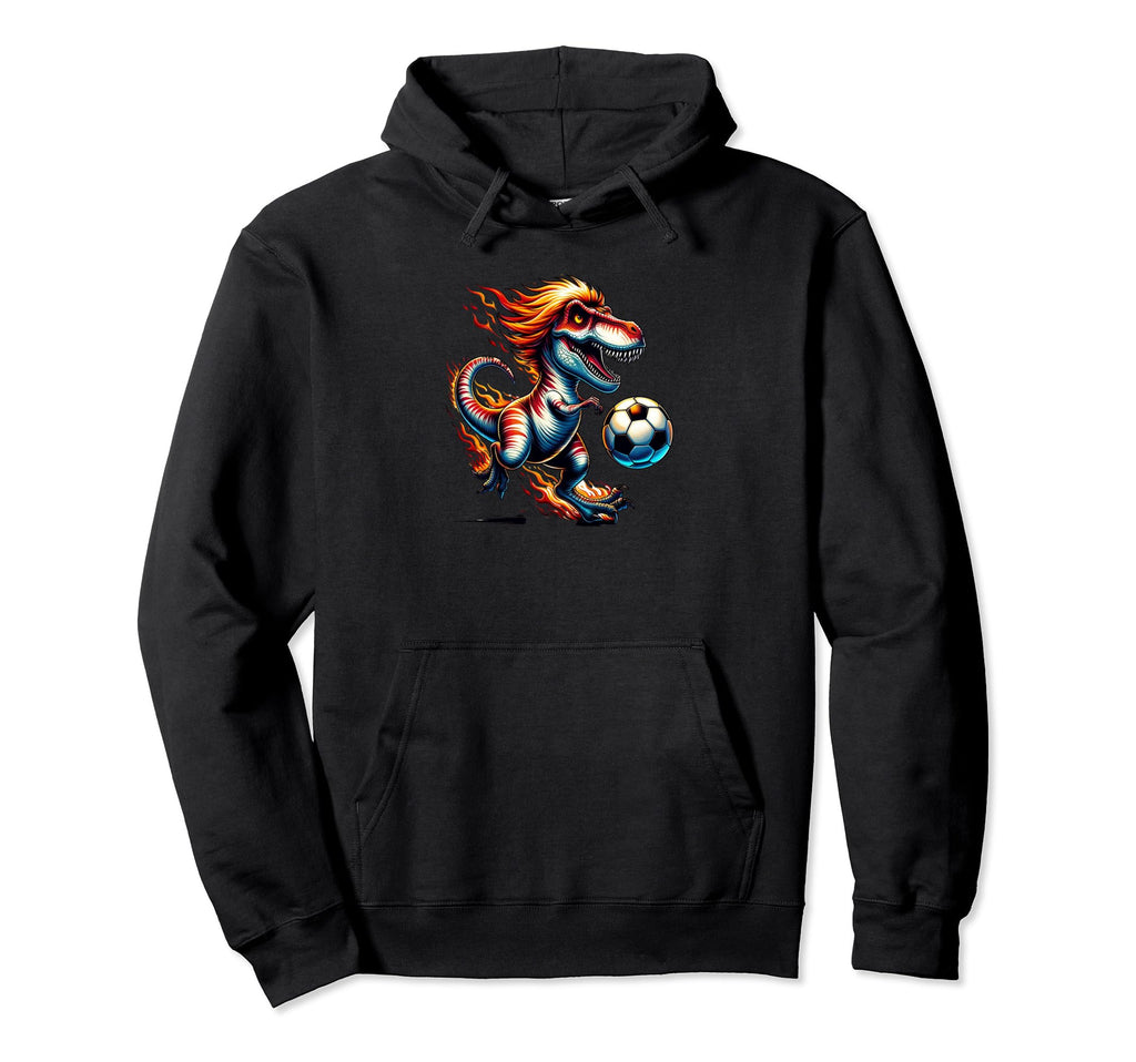 Funny T Rex Dinosaur Soccer Player Ball Hoodie - Trendy Graphic Unisex - T-Shirt, Sweatshirt, Hoodie