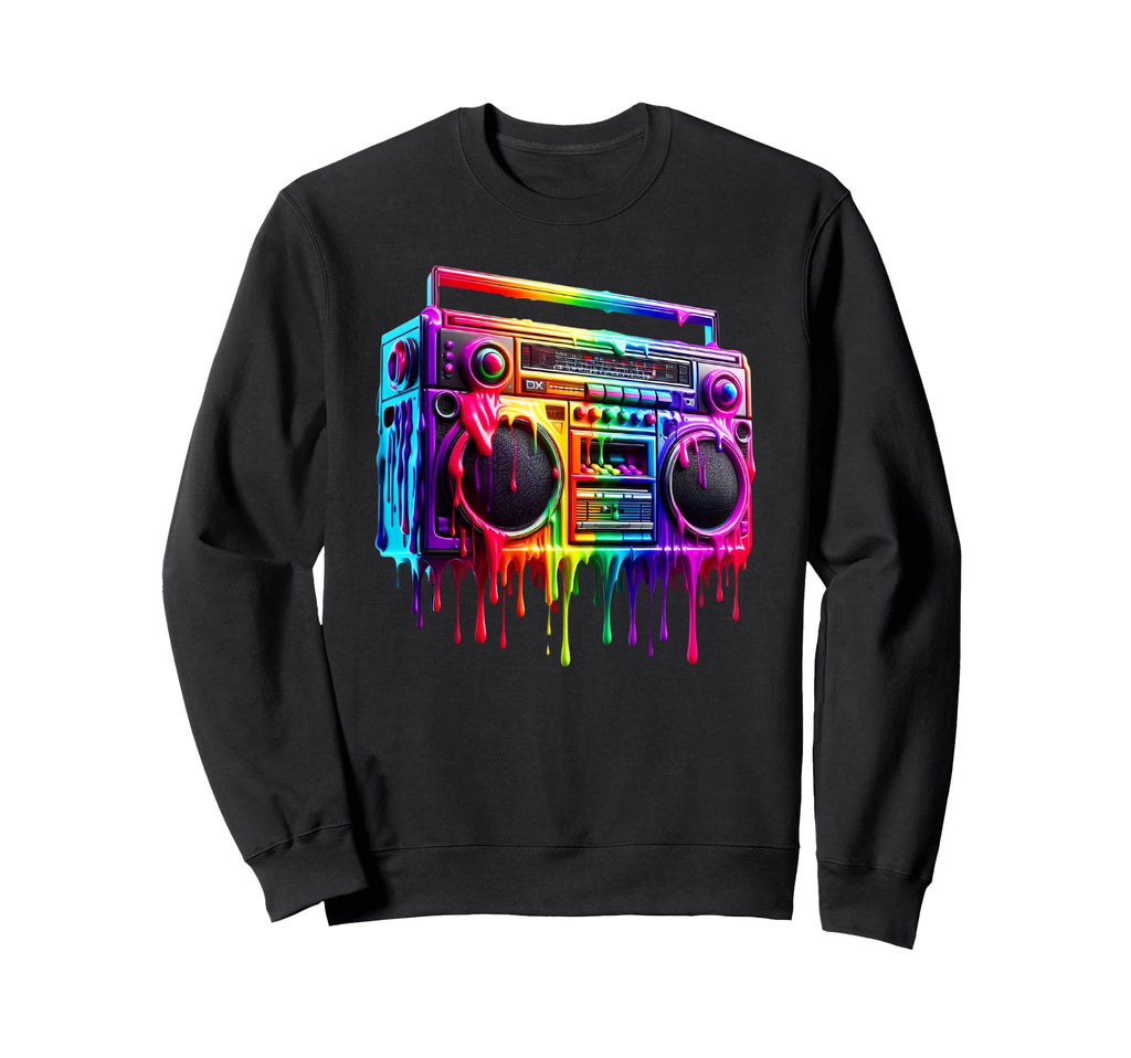 Dripping Paint Boombox Old Sweatshirt - Fun Novelty Design for Adults - T-Shirt, Sweatshirt, Hoodie