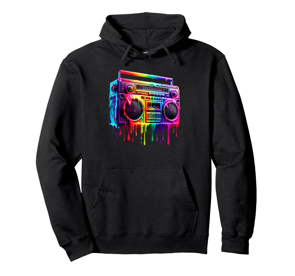 Dripping Paint Boombox Old School 80S Hoodie - Aesthetic Graphic Men Women - T-Shirt, Sweatshirt, Hoodie