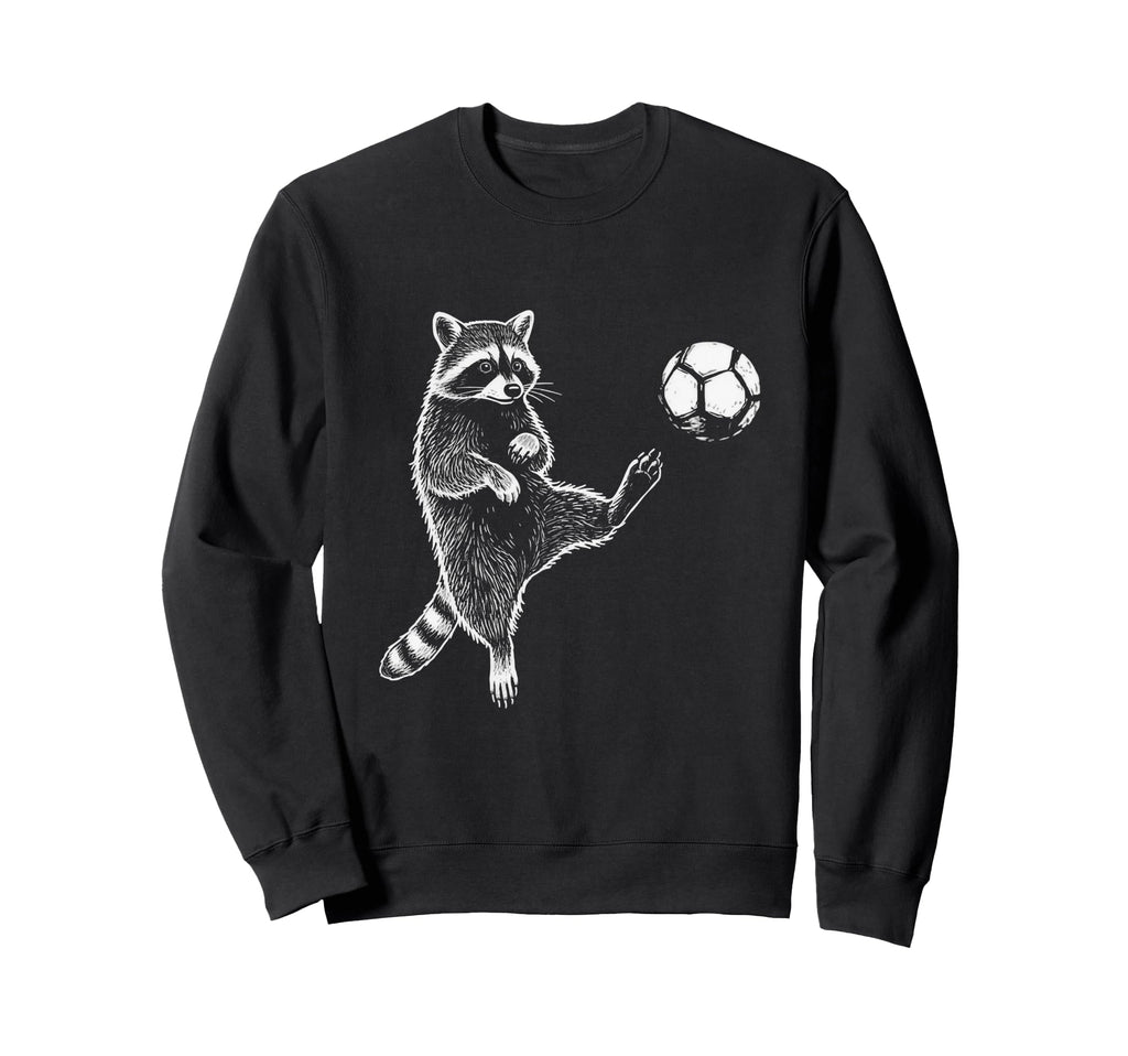 Funny Raccoon Soccer Balls Player Sweatshirt - Casual Everyday Wear Unisex - T-Shirt, Sweatshirt, Hoodie