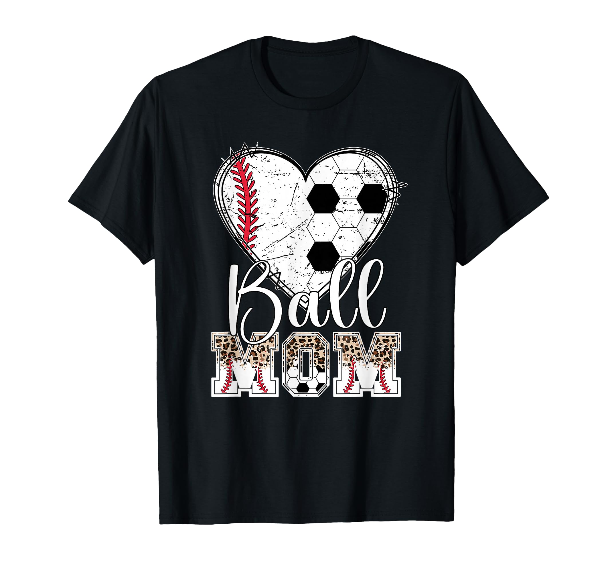 Ball Mom Heart Soccer Baseball Mom T-Shirt - Trendy Graphic Men Women - T-Shirt, Sweatshirt, Hoodie