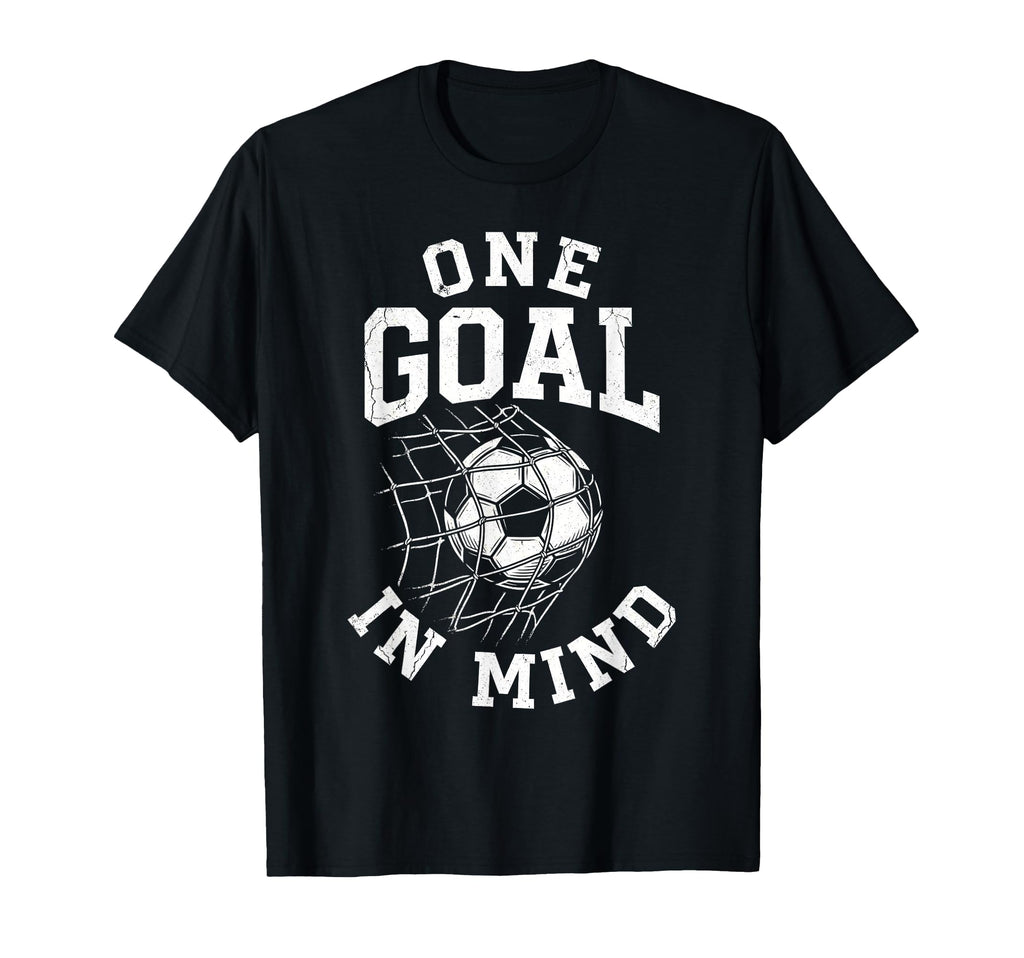 One Goal Mind Distressed Soccer Net Ball T-Shirt - Graphic Print Men Women - T-Shirt, Sweatshirt, Hoodie