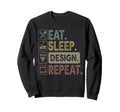Eat Sleep Repeat Designer Sweatshirt - Graphic Print for Adults - T-Shirt, Sweatshirt, Hoodie