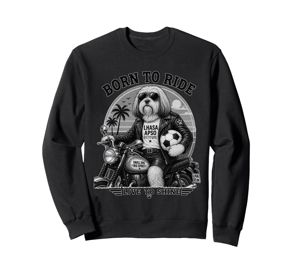 Lhasa Apso Motorbike Love Footbal Sweatshirt - Minimalist Print Unisex - T-Shirt, Sweatshirt, Hoodie