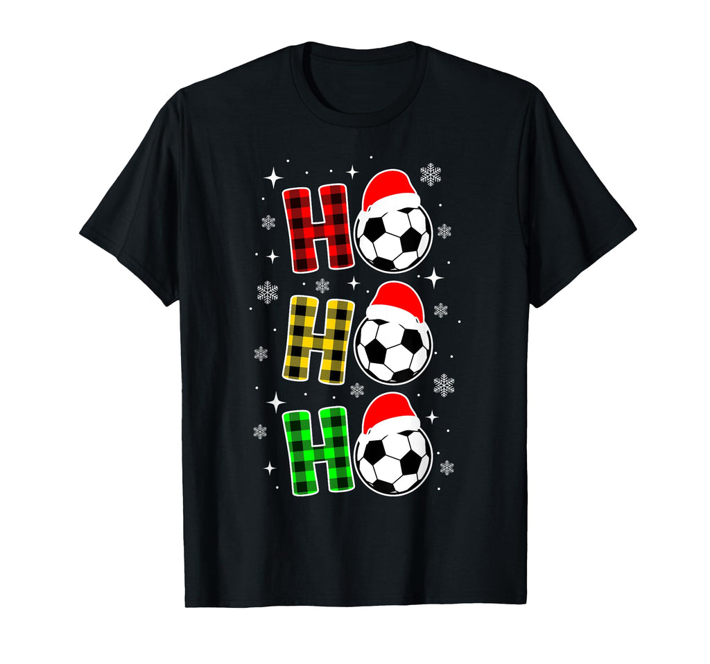 Ho Ho Ho Soccer Outfit Costume Plaid T-Shirt - Trendy Graphic Unisex - T-Shirt, Sweatshirt, Hoodie