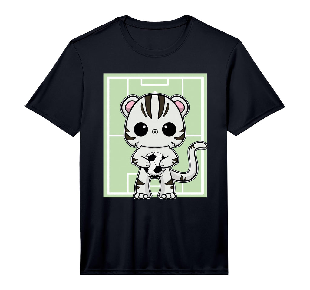 White Tiger Anime Cat Soccer Player T-Shirt - Minimalist Print Unisex - T-Shirt, Sweatshirt, Hoodie