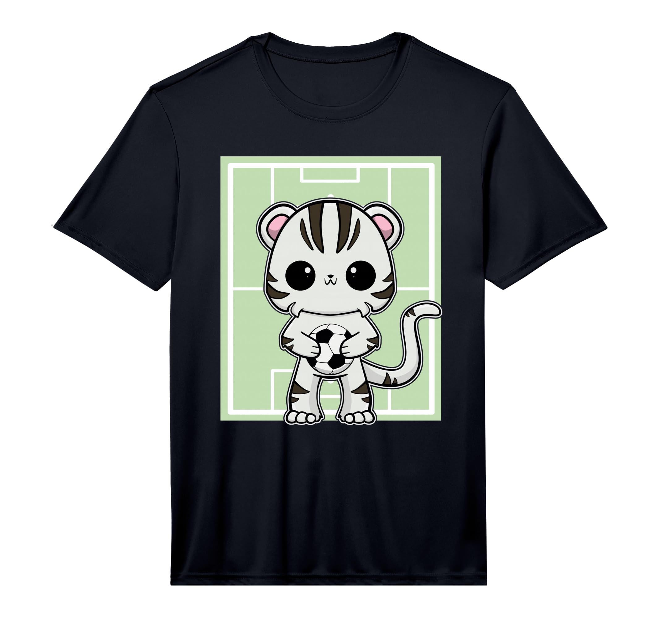 White Tiger Anime Cat Soccer Player T-Shirt - Minimalist Print Unisex - T-Shirt, Sweatshirt, Hoodie