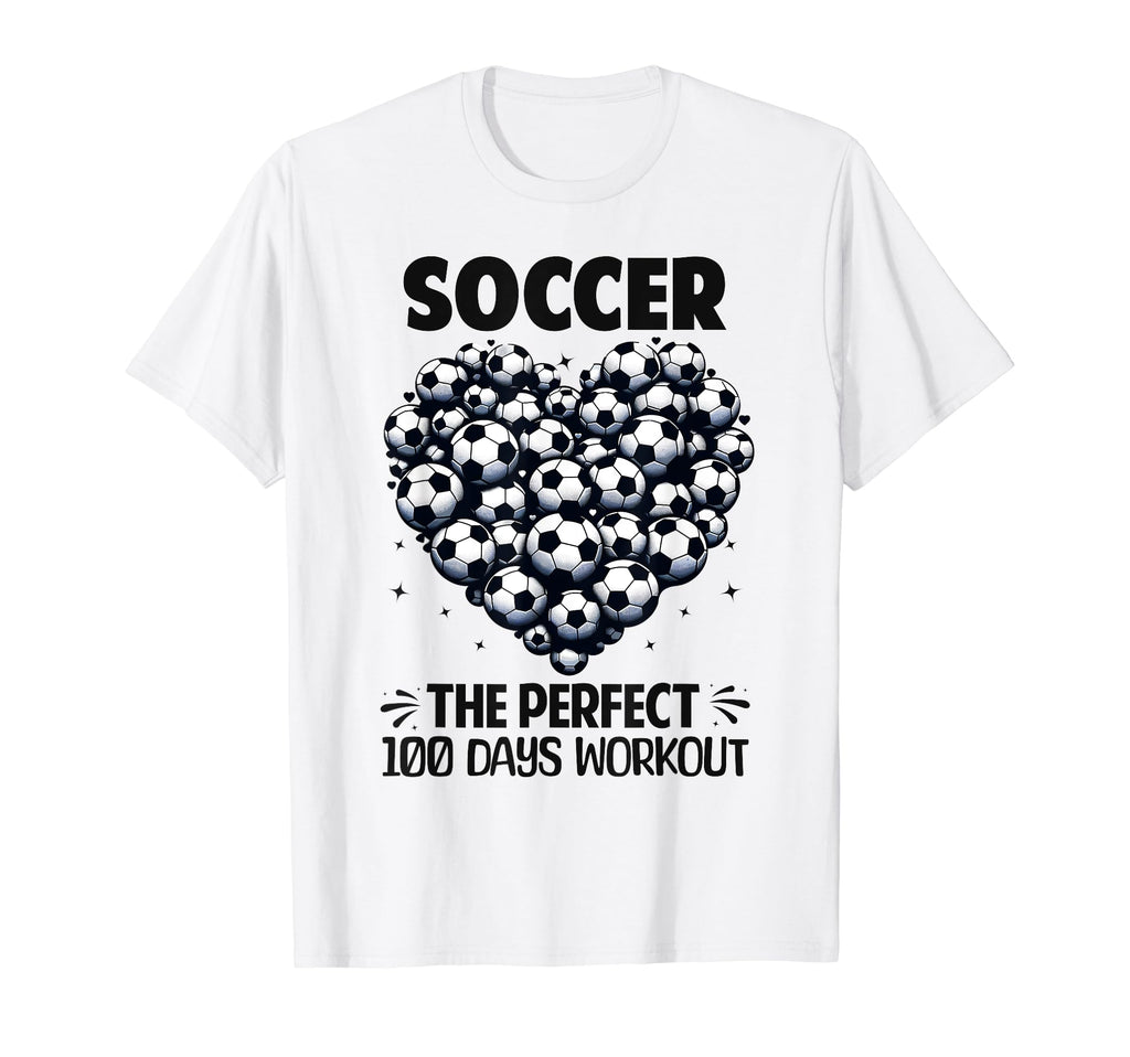 100 Days School Soccer Heart Love 100Th T-Shirt - Unique Graphic Men Women - T-Shirt, Sweatshirt, Hoodie
