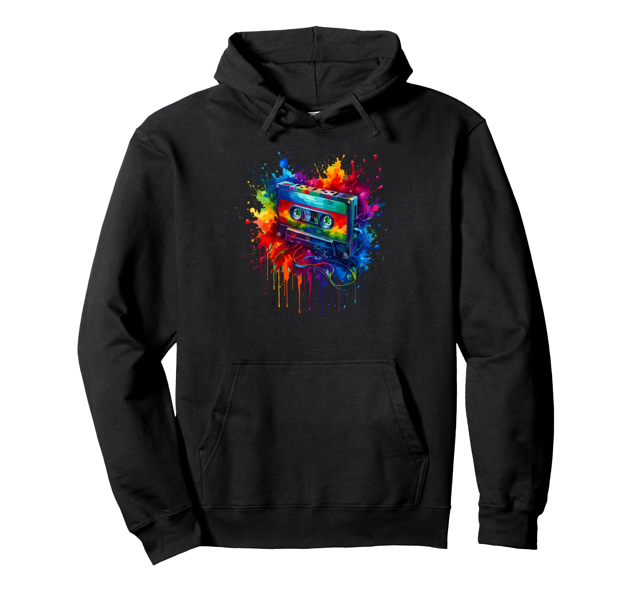 Splash Art Cassette Player Music Tape Hoodie - Aesthetic Graphic Unisex - T-Shirt, Sweatshirt, Hoodie