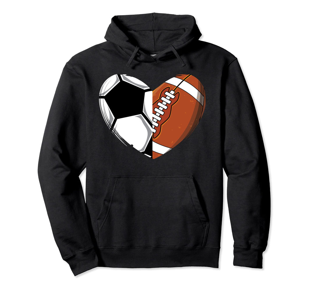 Soccer Heart Football Heart Coach Hoodie - Fun Novelty Design for Adults - T-Shirt, Sweatshirt, Hoodie