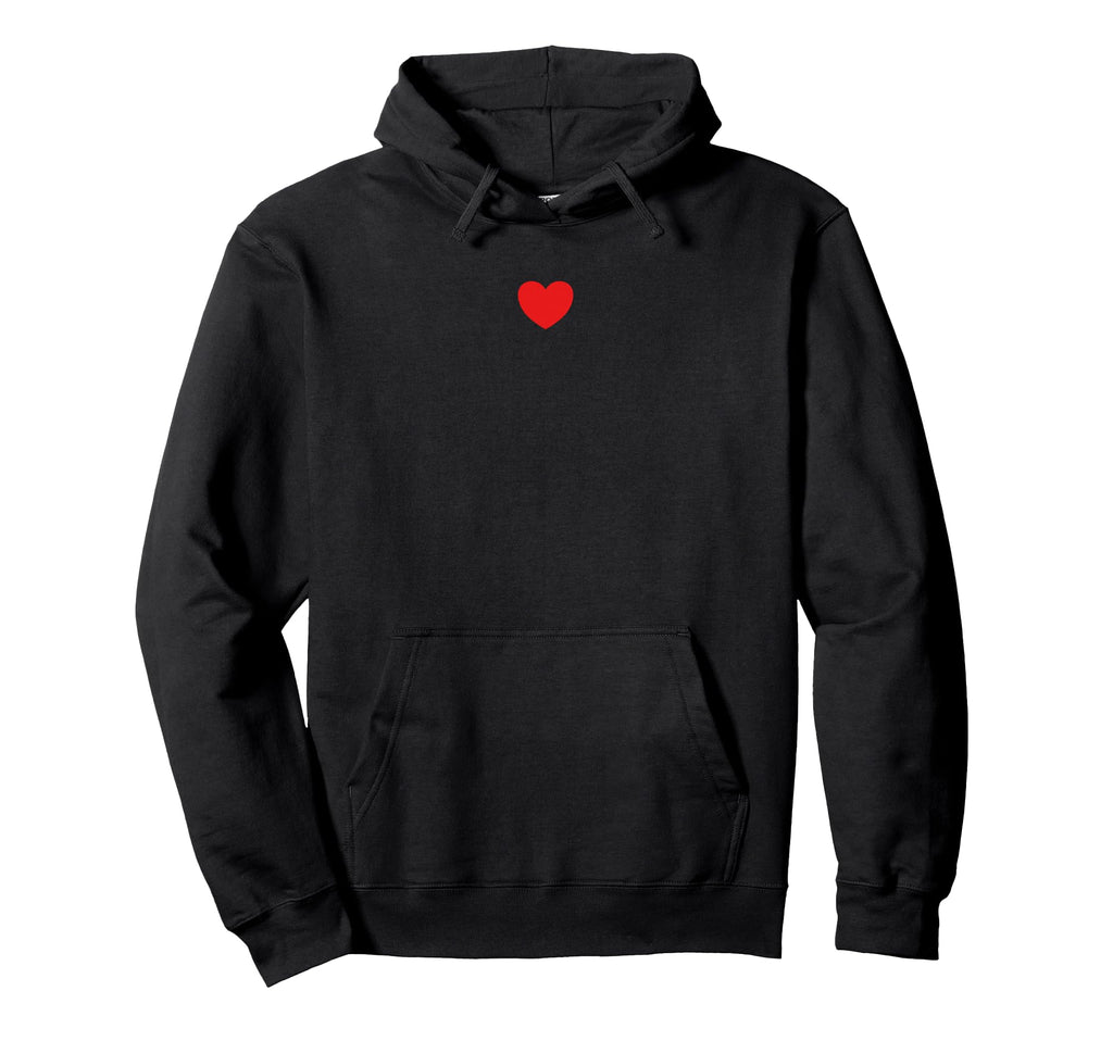 Small Red Heart Middle Trendy Simple Heart Hoodie - Minimalist Print Unisex - T-Shirt, Sweatshirt, Hoodie